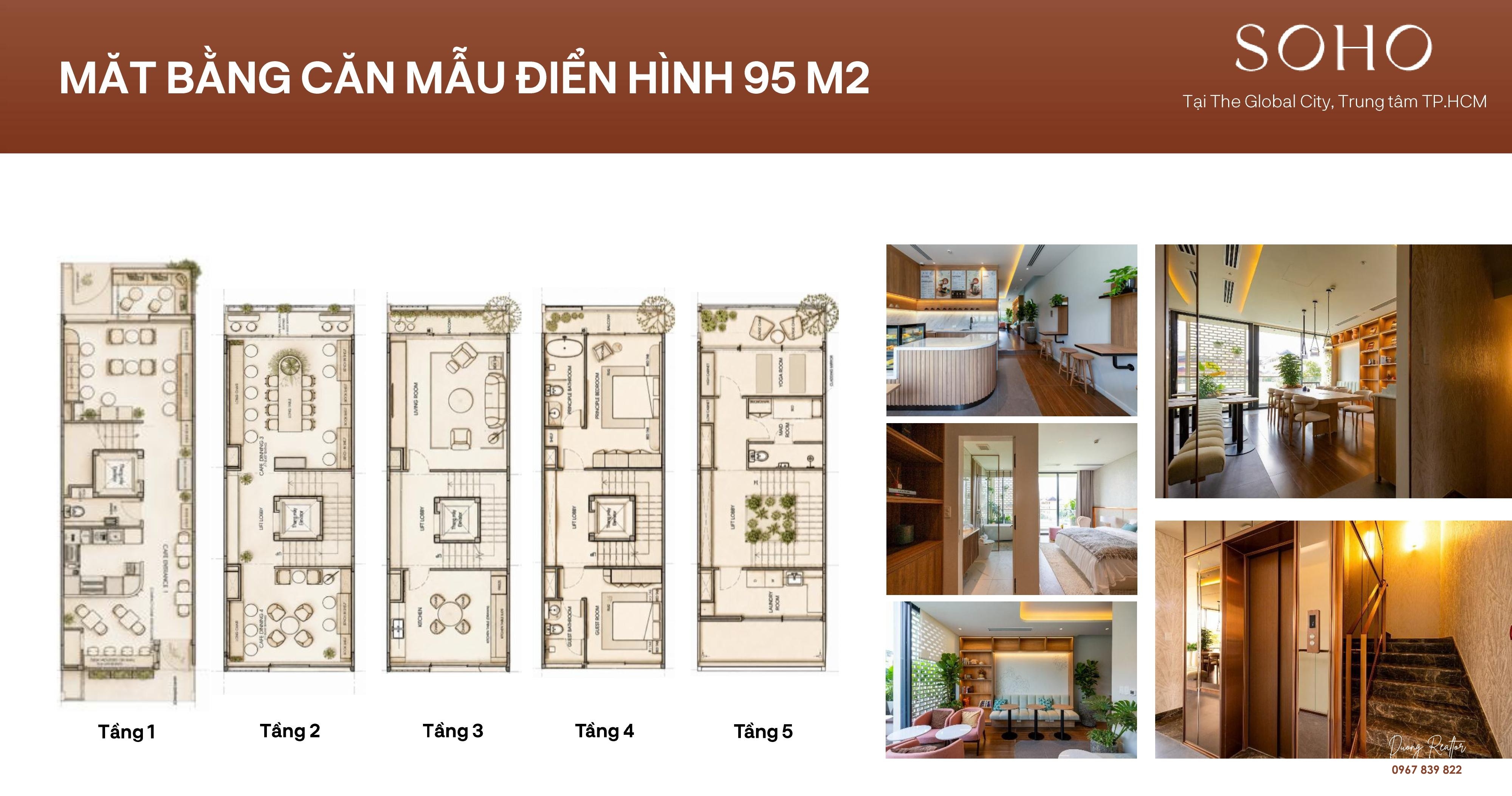 Mặt bằng căn điển hình 95m2 SOHO