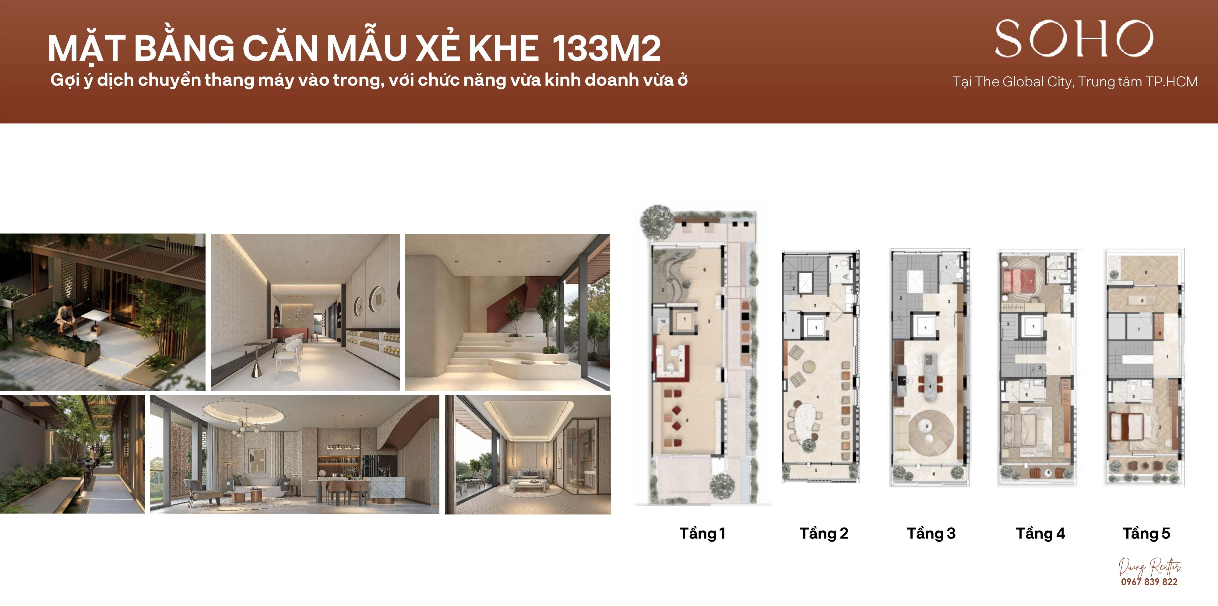 Mặt bằng căn Xẻ Khe 133m2 SOHO