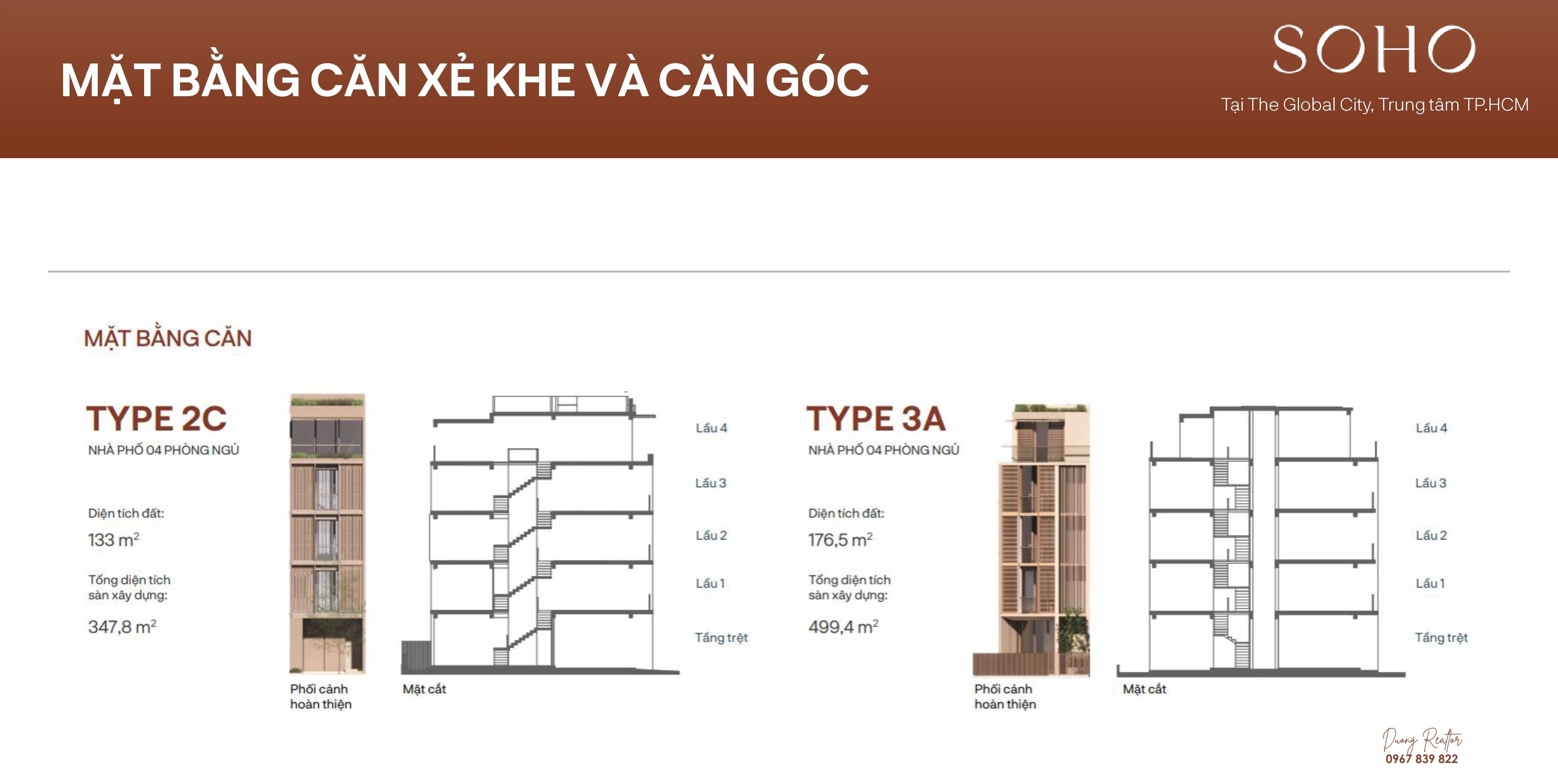 Mặt bằng căn Xẻ Khe và Căn Góc SOHO