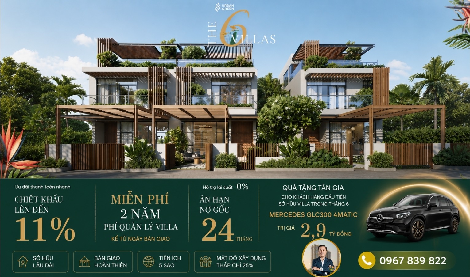 Quà tặng TÂN GIA là 1 chiếc Mercedes GLC300 4Matic trị giá 2,9 tỷ đồng dành cho khách hàng mua The 6 Villas ngay trong tháng 6 này