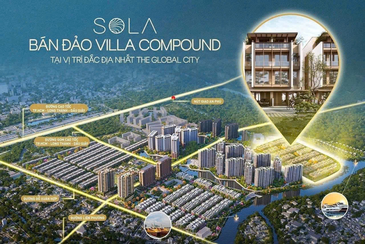 Sola - Bán đảo Villa Compound 3 mặt giáp sông tại The Global City
