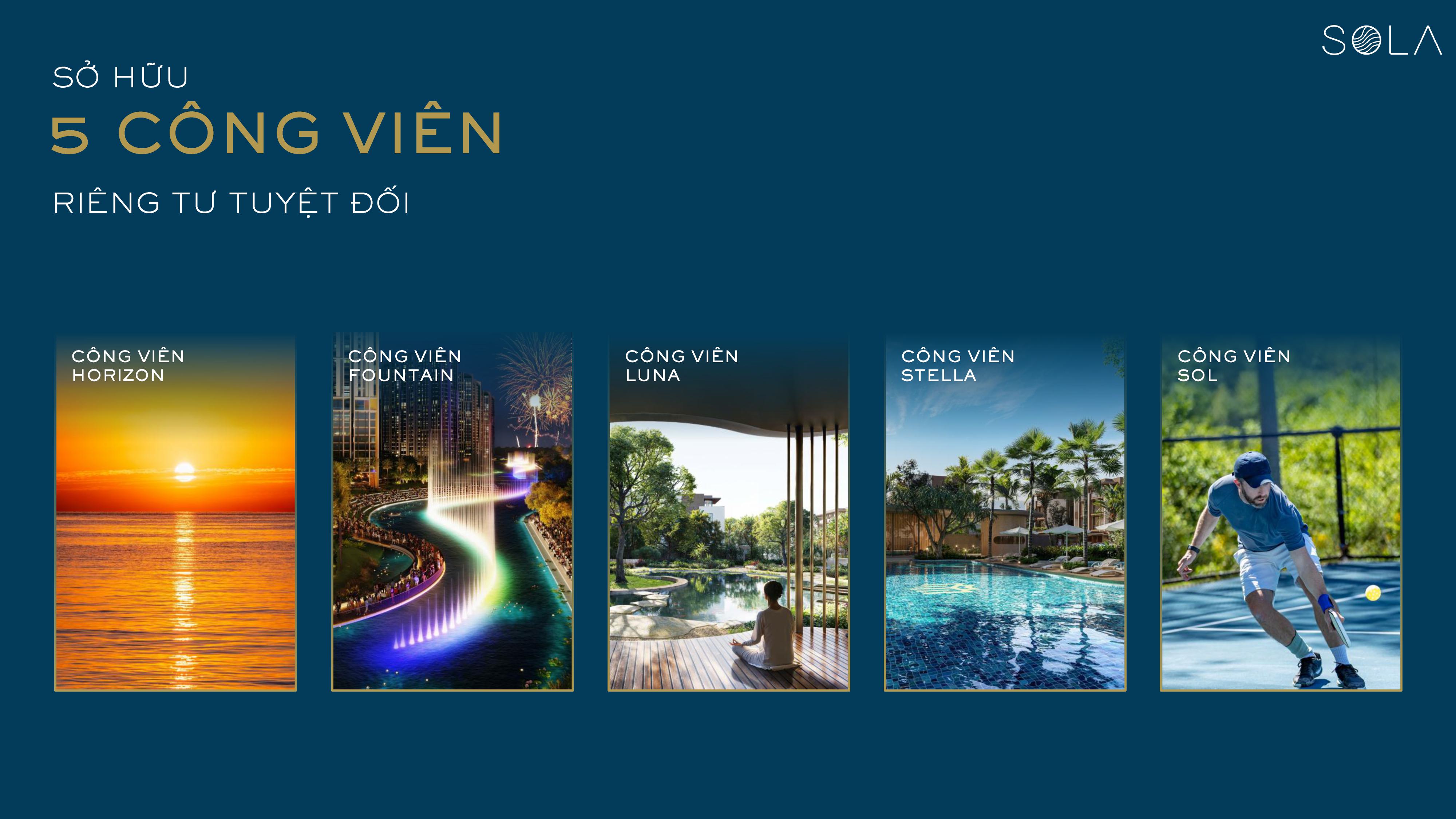 SOLA sở hữu 5 công viên - Riêng tư tuyệt đối