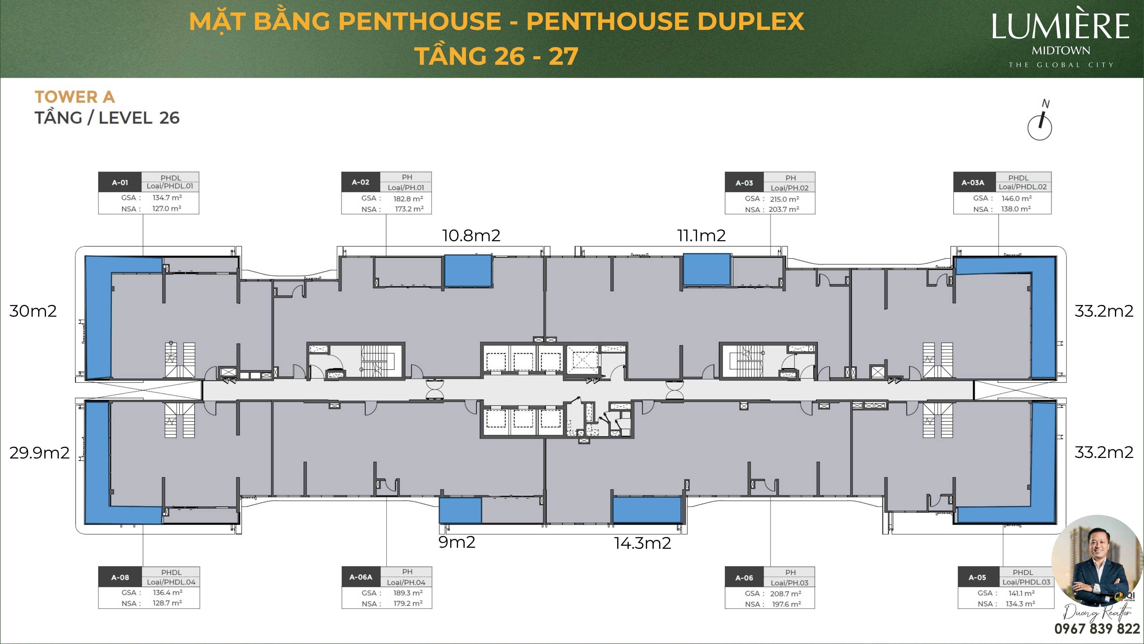 Penthouse Duplex Lumiere Midtown Tầng 26