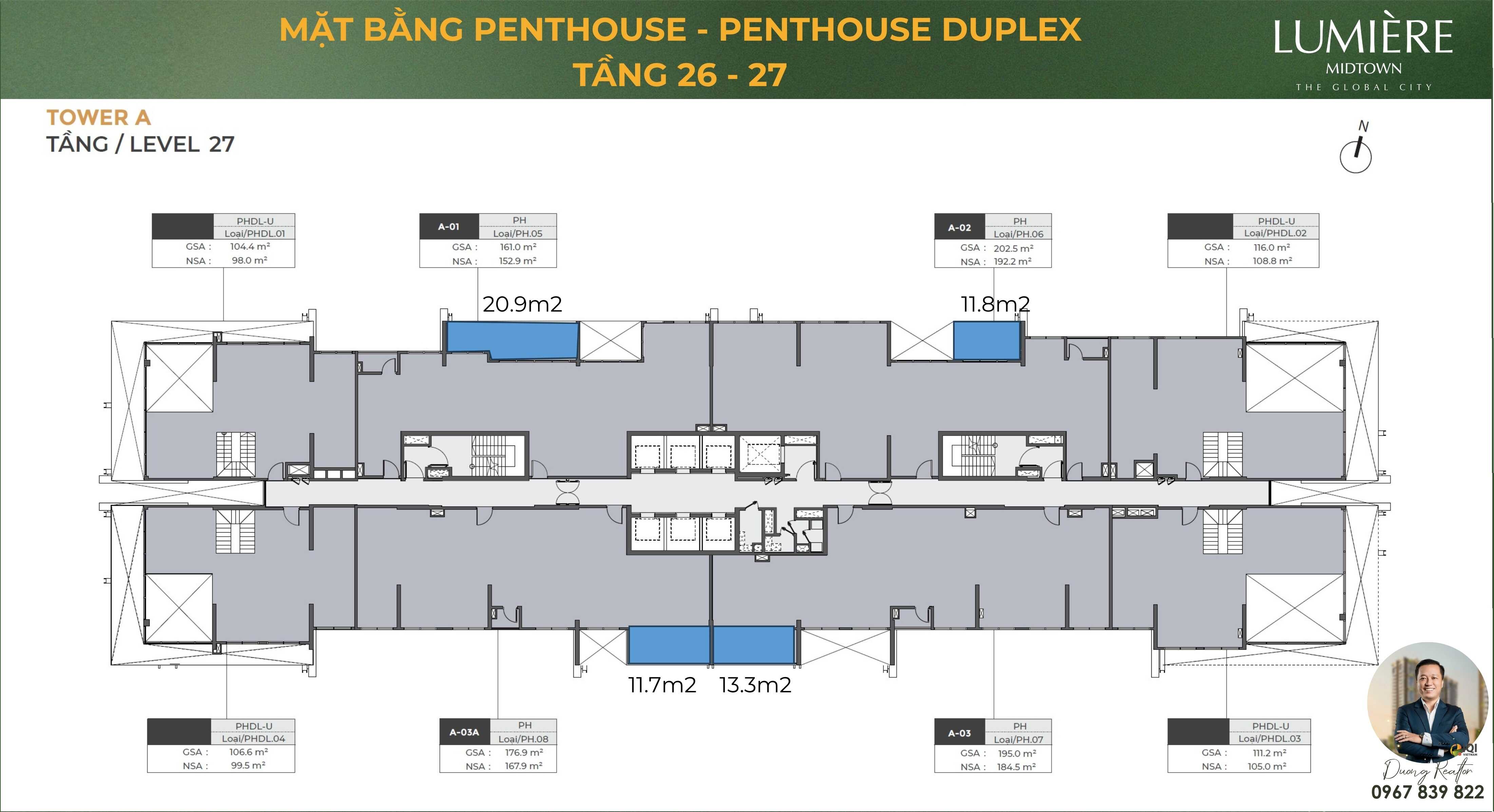 Penthouse Duplex Lumiere Midtown Tầng 27