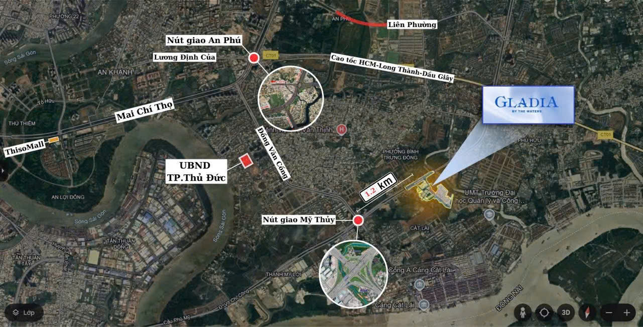 Vị trí biệt thự Gladia Khang Điền Quận 2