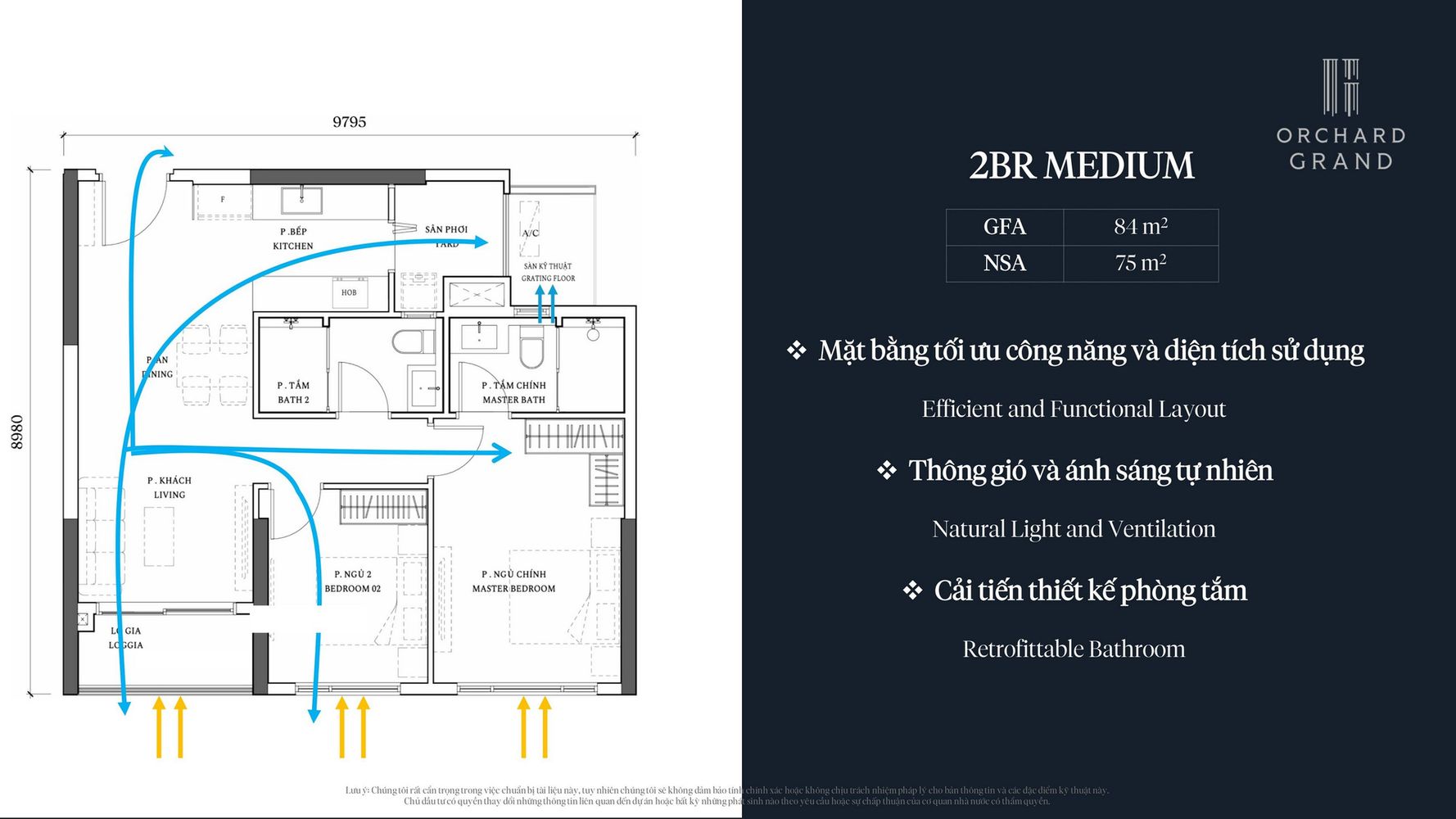 Thiết kế căn hộ 2PN Orchard Grand