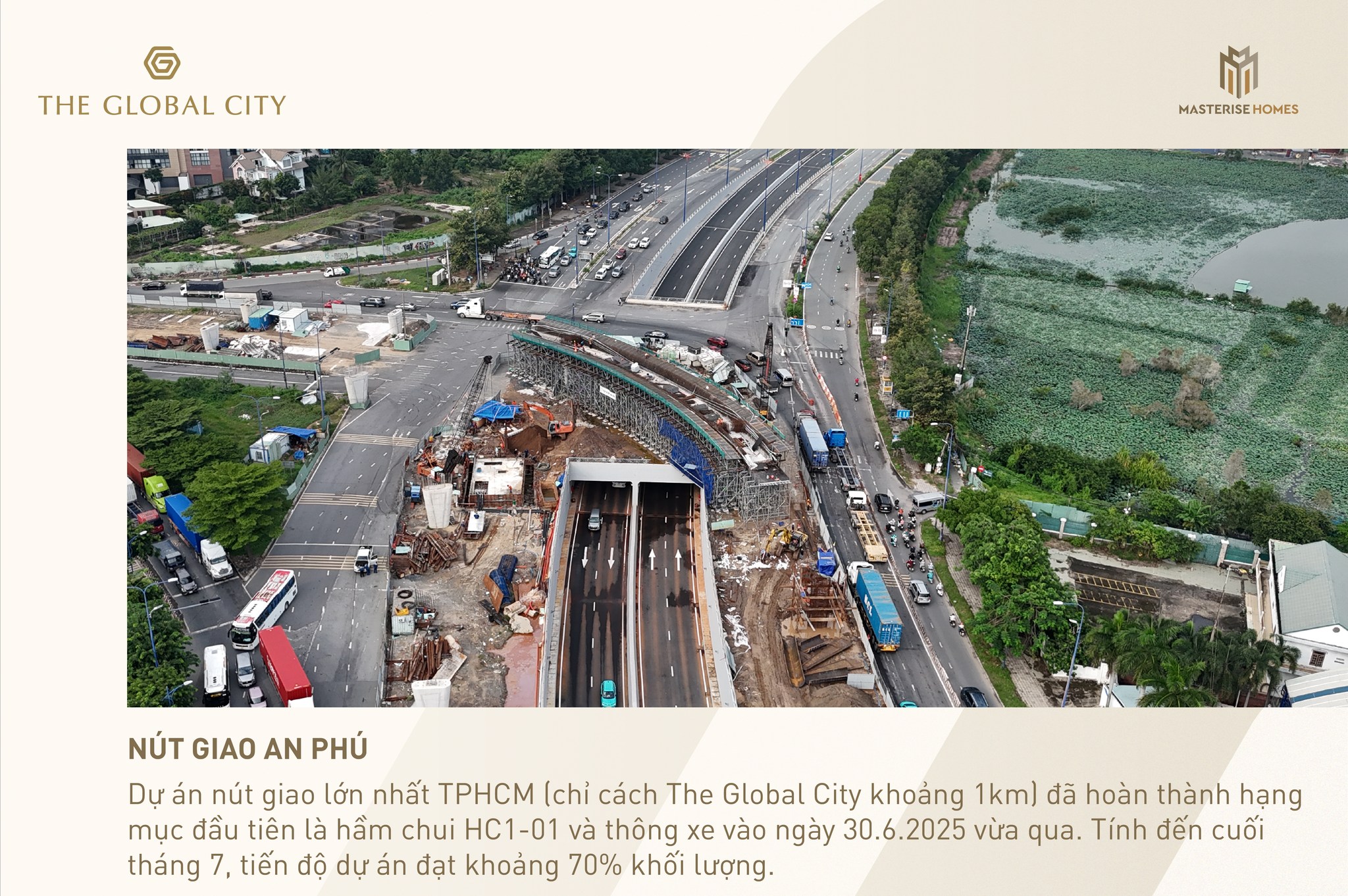 Nút giao An Phú 3 tầng thi công đạt 70%