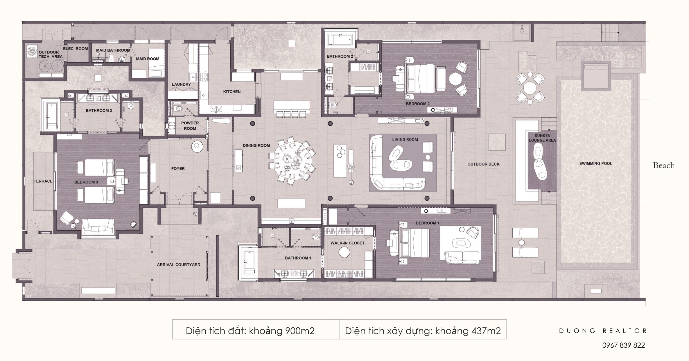 Layout thiết kế Beachfront Villa Mandarin Oriental