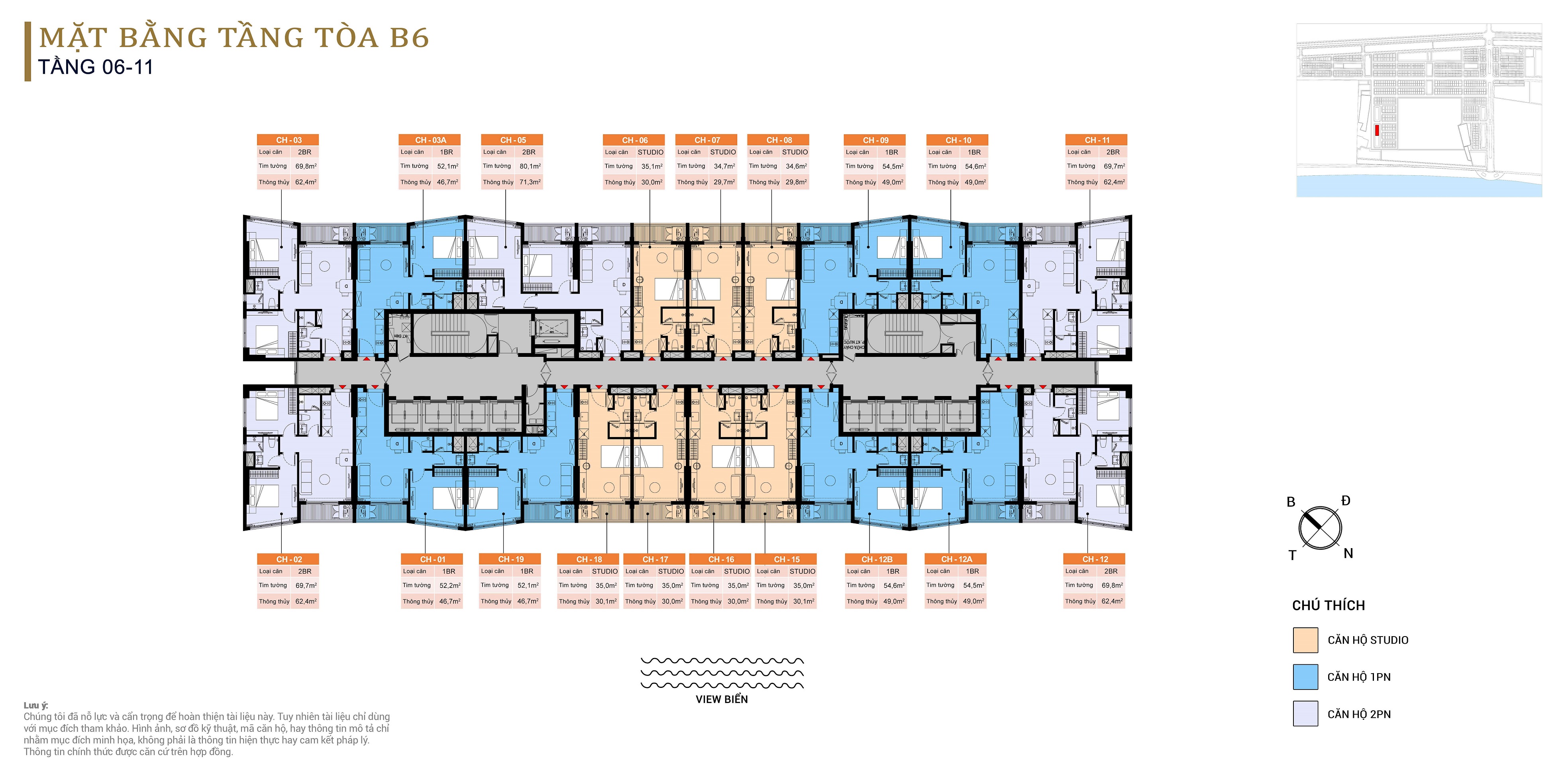 mặt bằng tầng điển hình Tháp Blanca B6