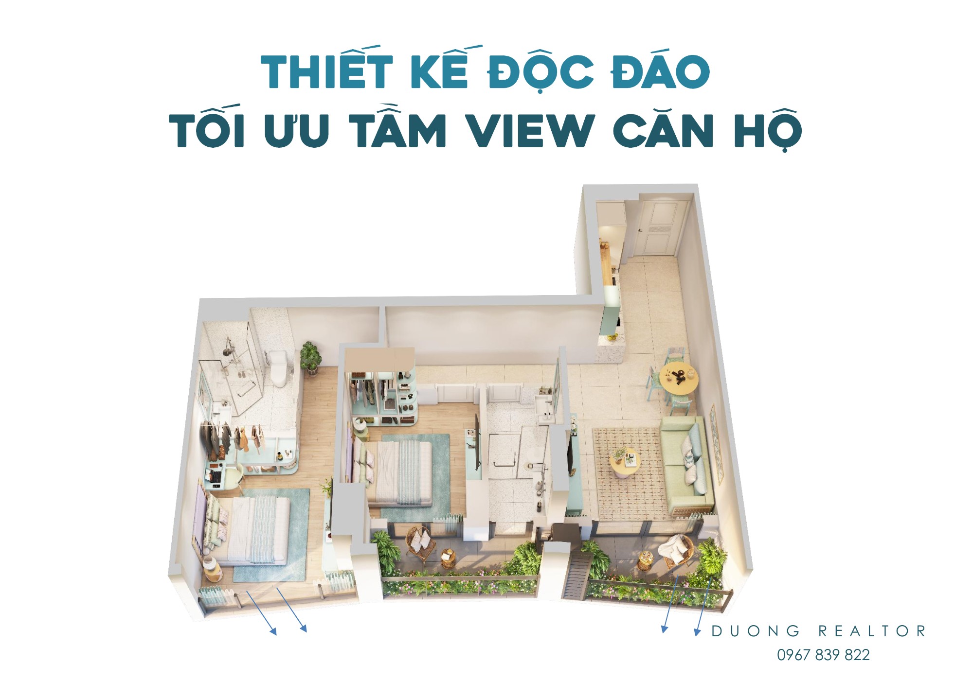 Thiết kế độc đáo tối ưu tầm view căn hộ Blanca B6 B7