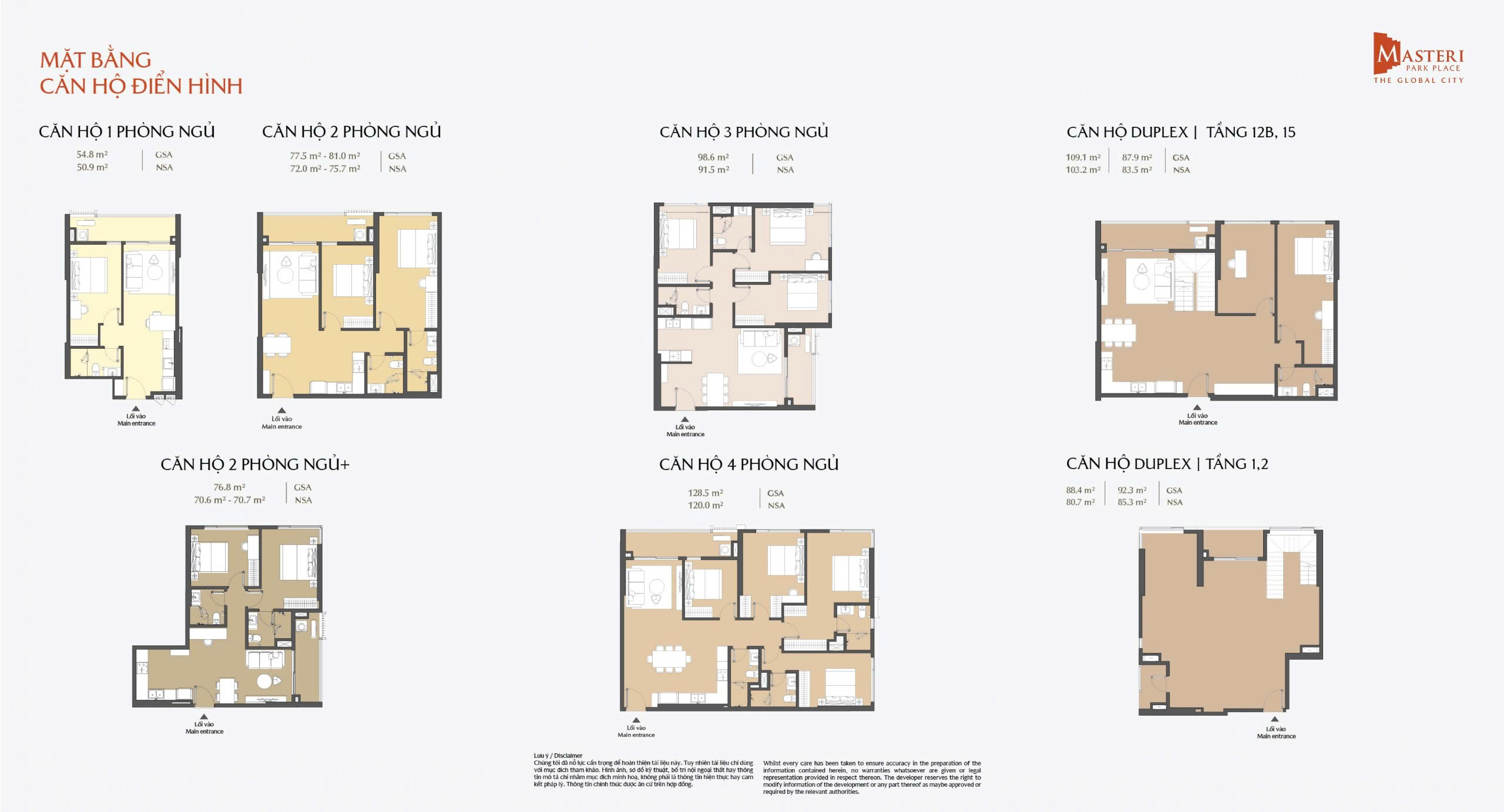 Layout căn hộ Masteri Park Place