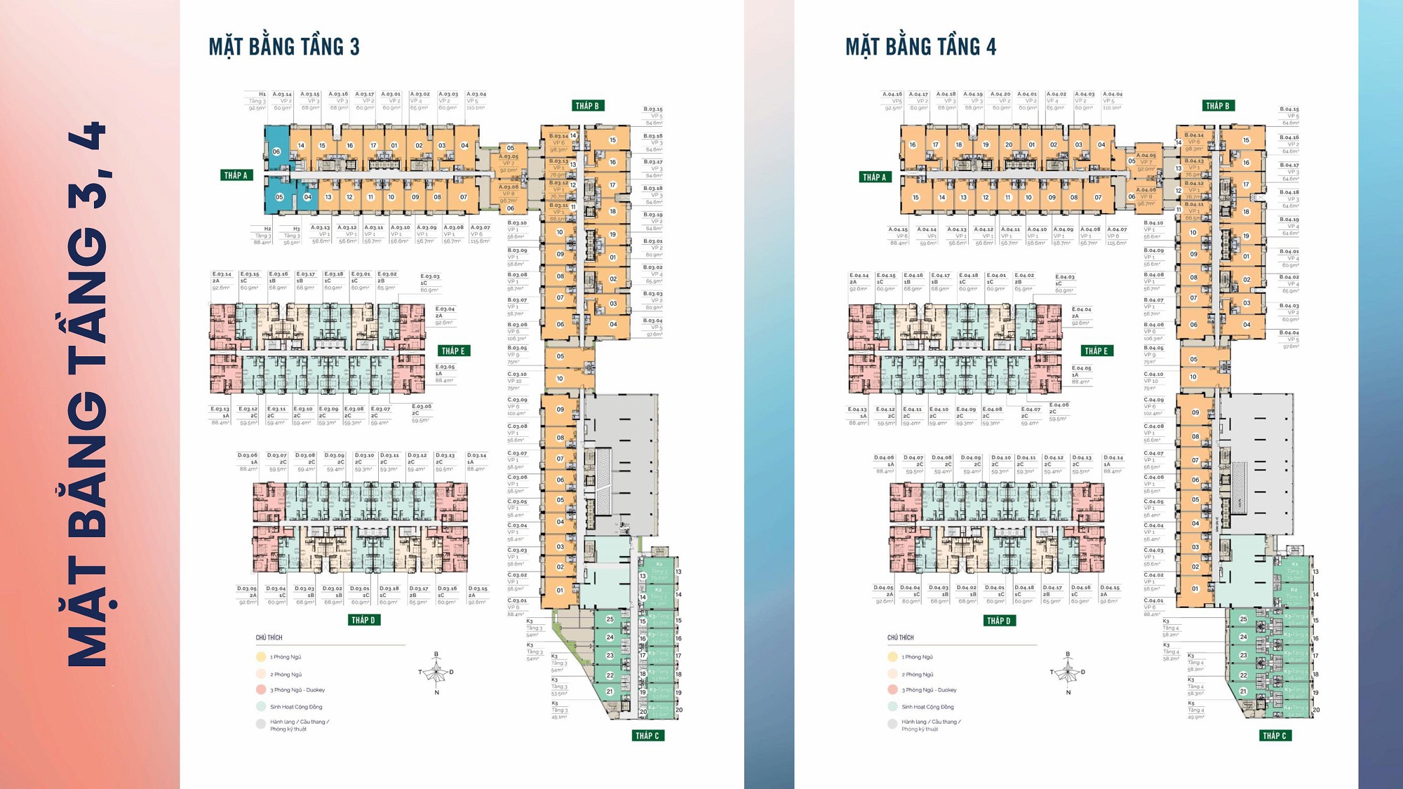 Mặt bằng MT EASTMARK CITY tầng 3-4