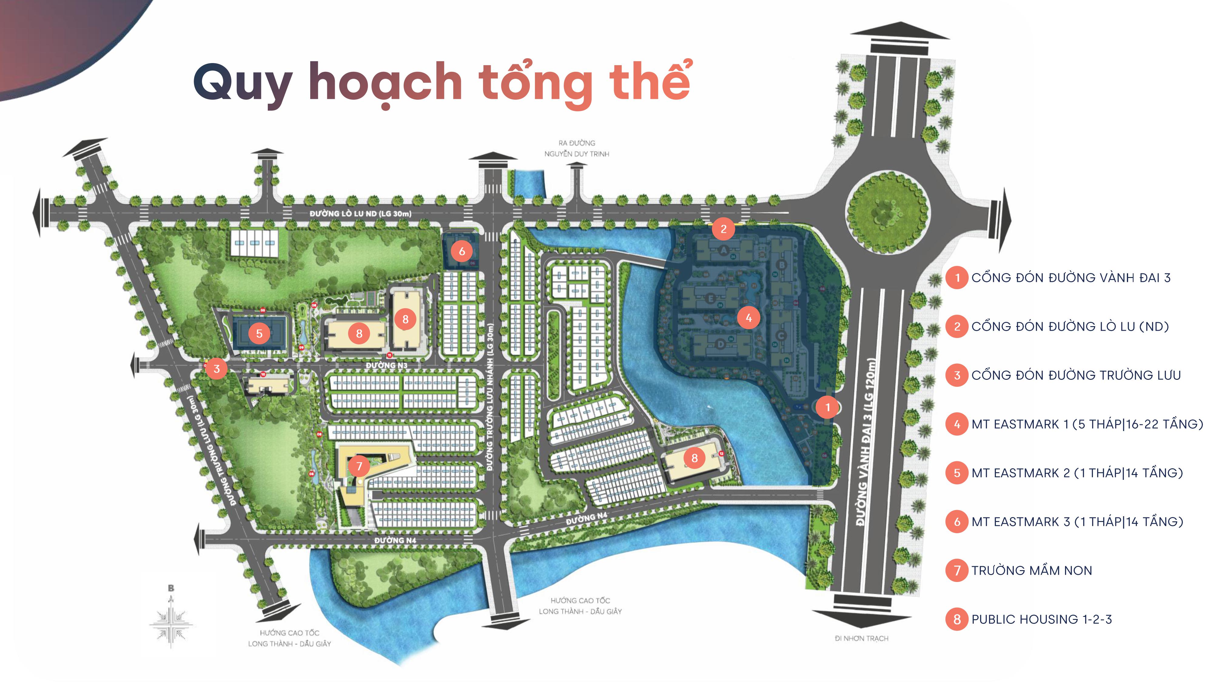 Quy hoạch tổng thể dự án MT Eastmark City với quy mô 14,9ha