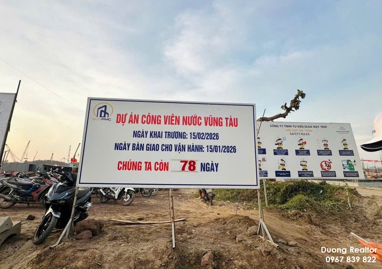 Bảng đếm ngược ngày khai trương Sun World Vung Tau tại công trường dự án Blanca City