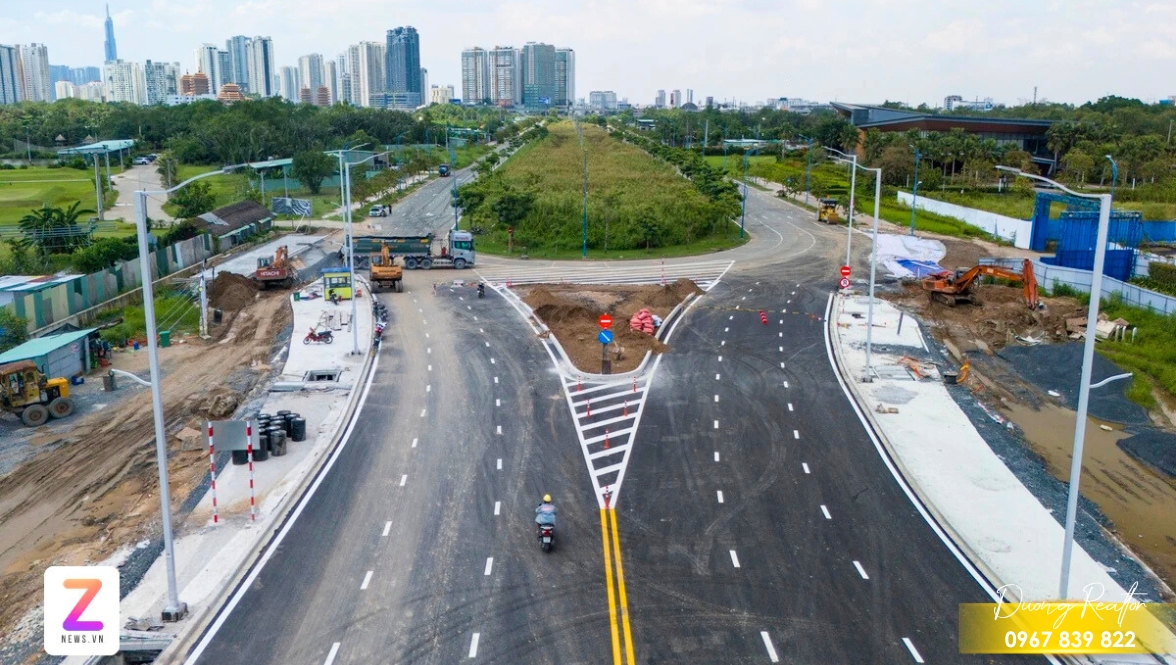 Lối ra vào tuyến đường Liên Phường ddaonj kết nối với Mai Chí Thọ và Võ Nguyên Giáp đã thi công xong