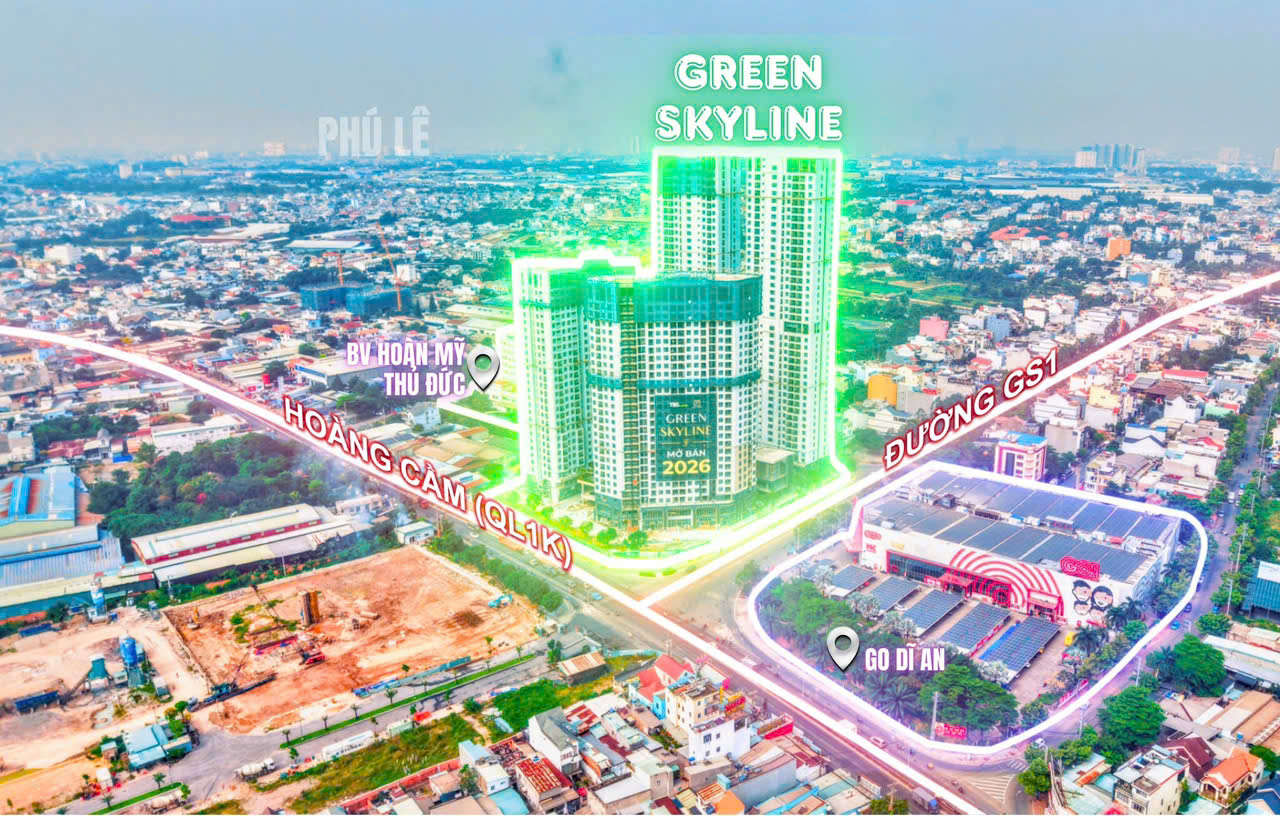 Căn hộ Green Skyline Dĩ An mặt tiền Quốc Lộ 1K + GS1