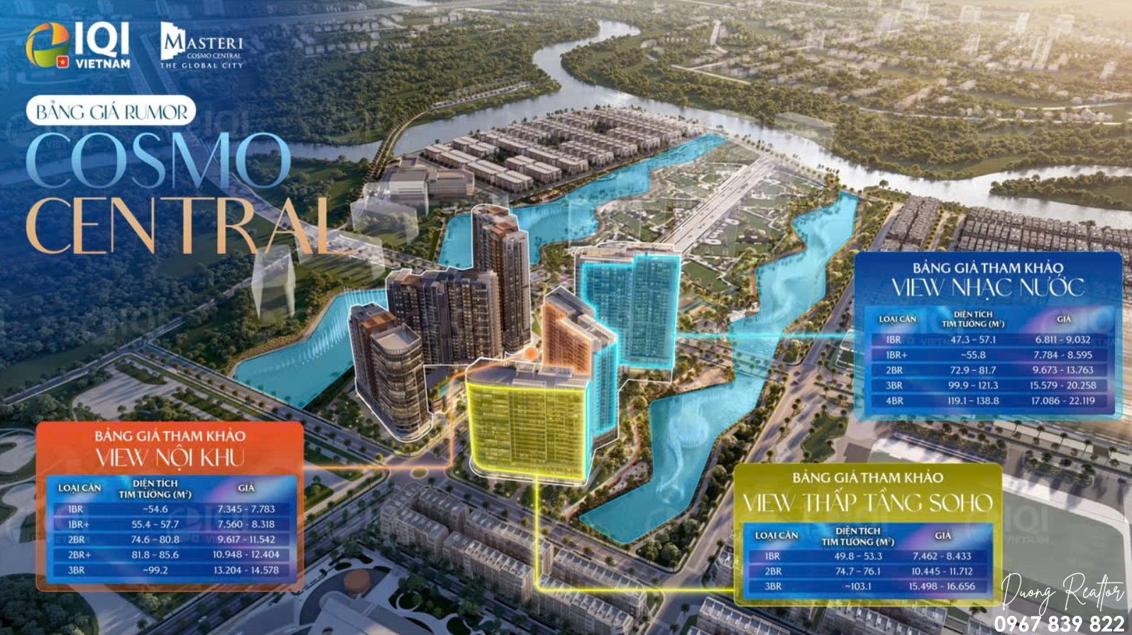 Bảng giá căn hộ Masteri Cosmo Central The Global City