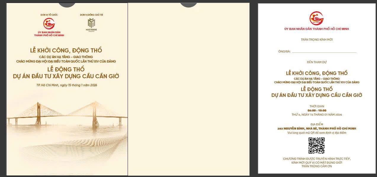 Thư mời lễ động thổ khởi công Cầu Cần Giờ vào 15/1/2026
