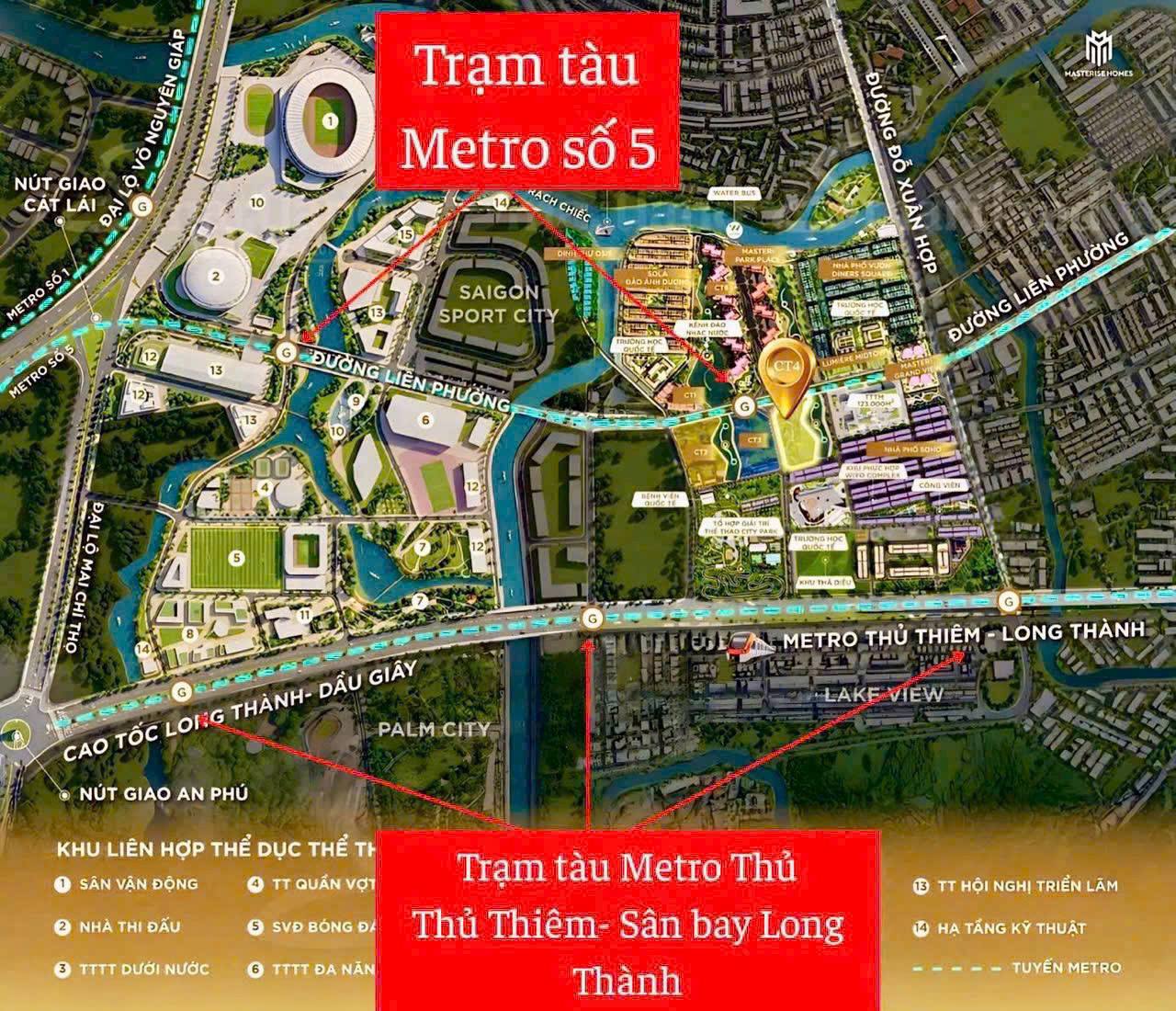 Masteri-Cosmo-Central nằm cạnh tuyến Metro số 5 & tuyến đường sắt Long Thành - Thủ Thiêm