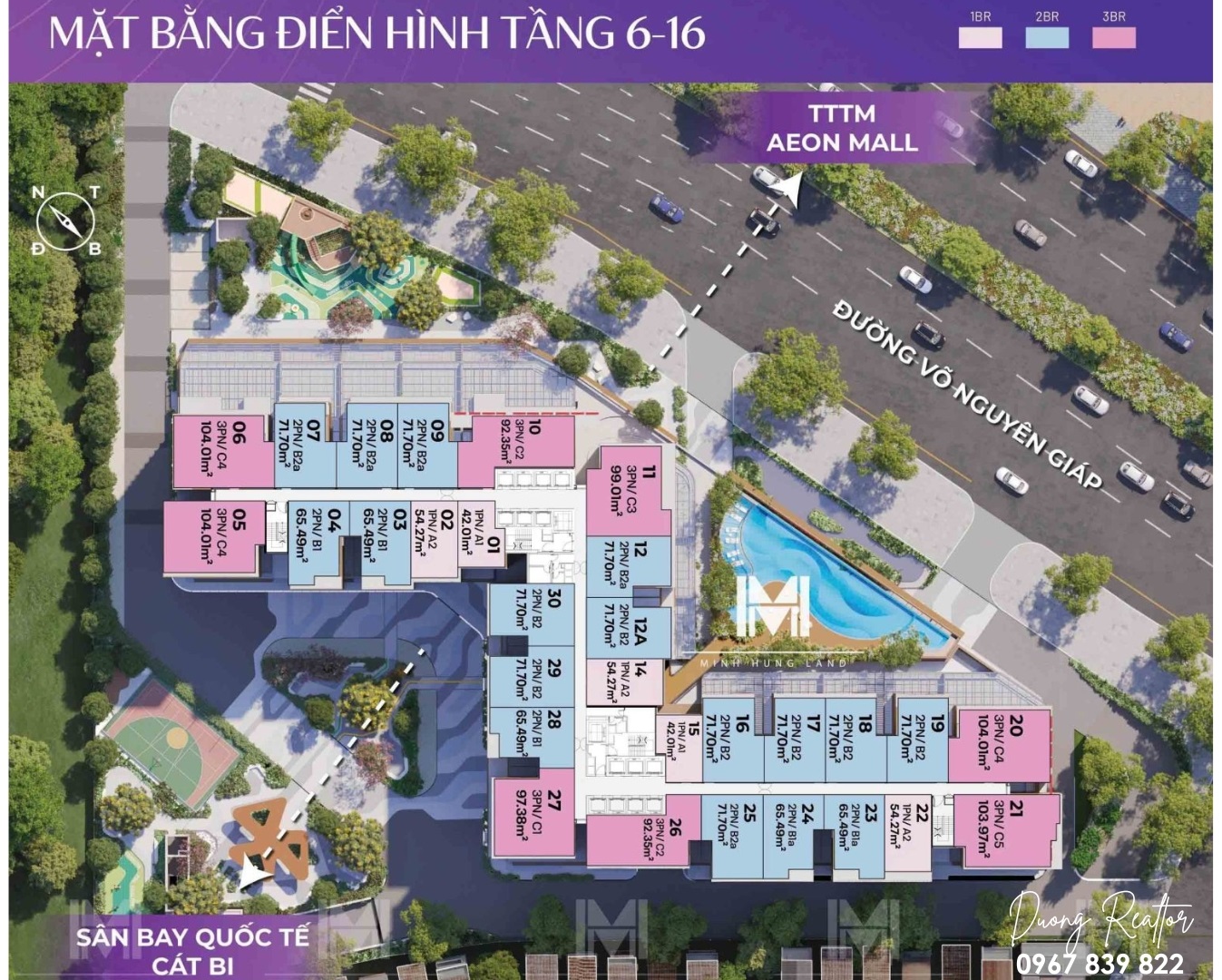 Mặt bằng điển hình tầng 6-16; 9-35 The Ambience Hải Phòng