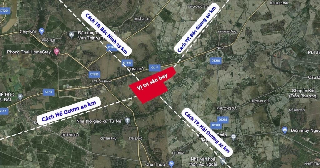 Vị trí Sân bay Quốc Tế Gia Bình