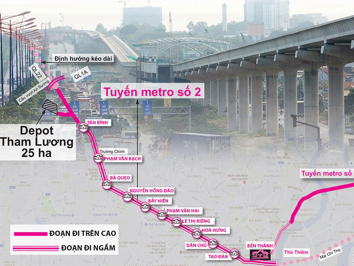 Sơ đồ định tuyến Metro số 2 Bến Thành - Tham Lương