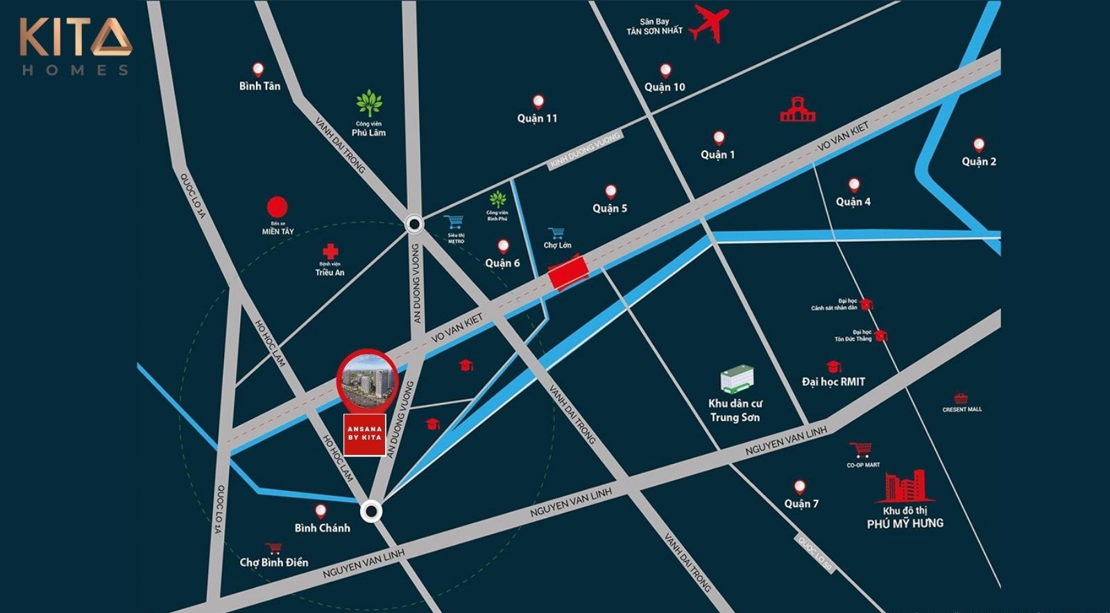 Vị trí chiến lược Ansana By Kita mặt tiền Võ Văn Kiệt