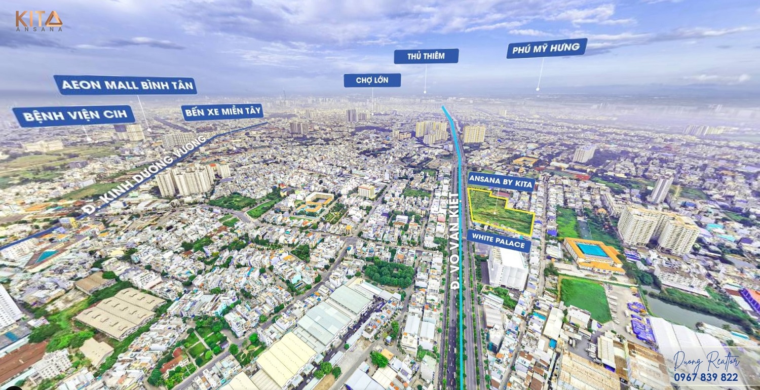 Vị trí thực tế dự án Ansana Võ Văn Kiệt của KIta Group