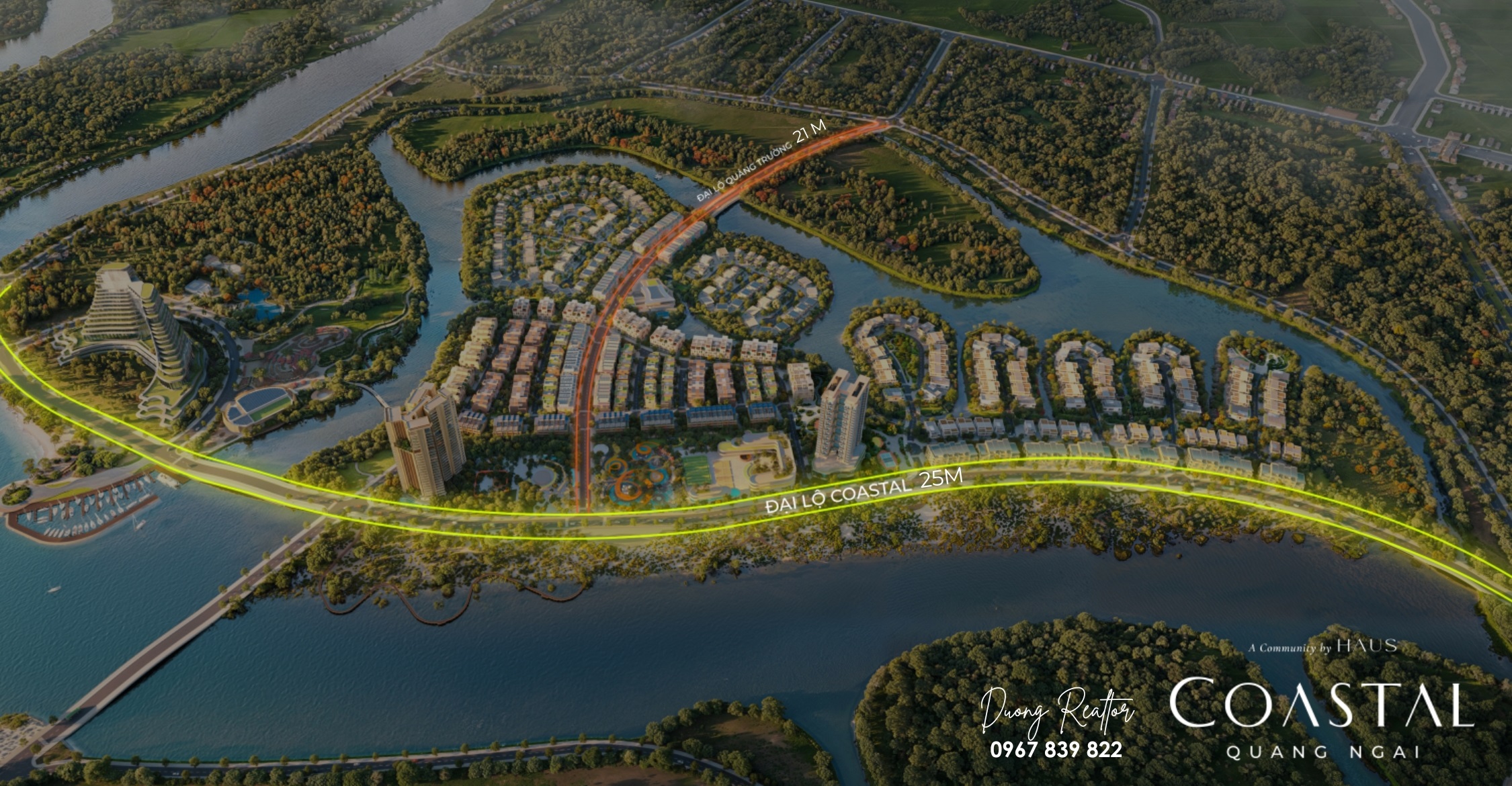 Đại lộ Coastal rộng 25M & Quảng trường đại lộ 21M