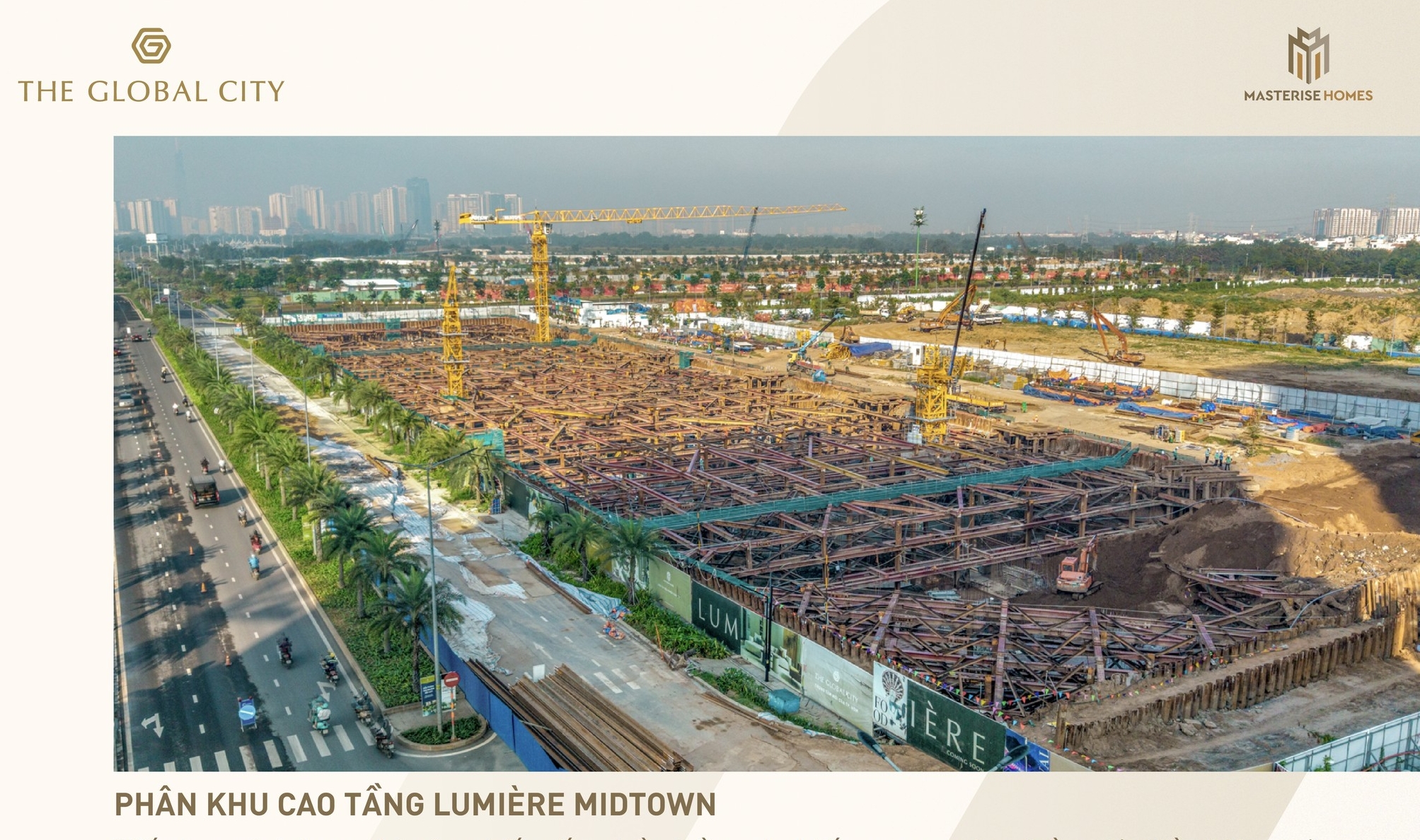 Tiến độ khu Lumiere Midtown đến tháng 3/2026 đã đóng nắp hầm và chuẩn bị thi công các tầng cũng như ký HĐMB