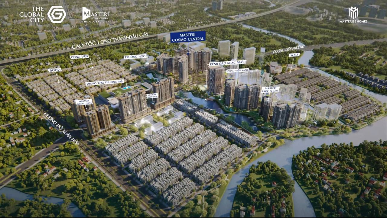Phối cảnh các phân khu tại The Global City quy mô 117,4ha