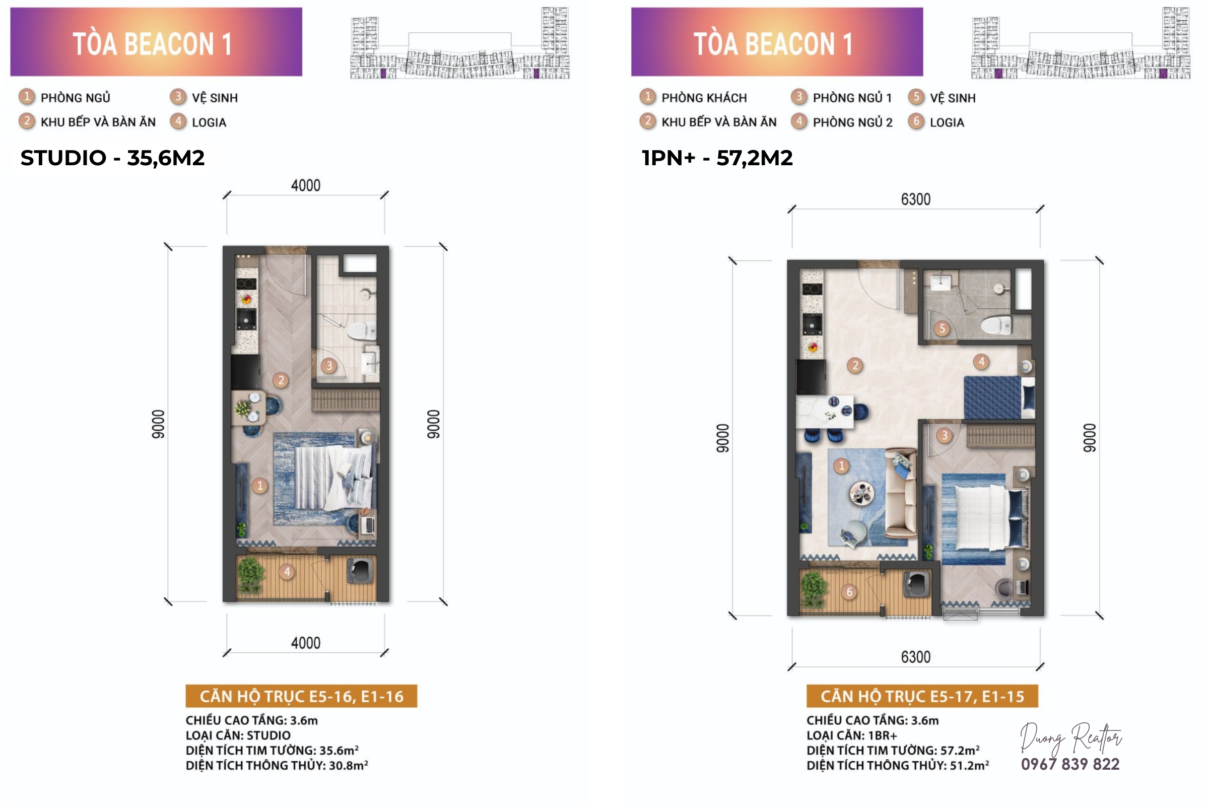 Thiết kế căn hộ Studio 1PN+ Beacon-Blanca-City