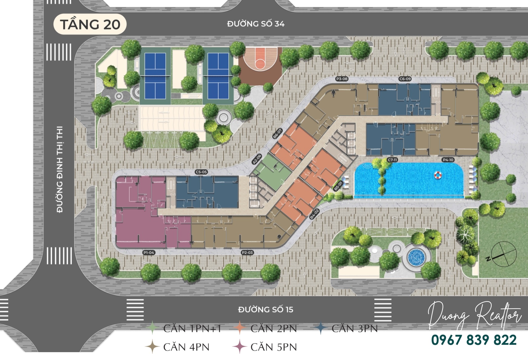 Mặt bằng tầng 20 Diamond Sky