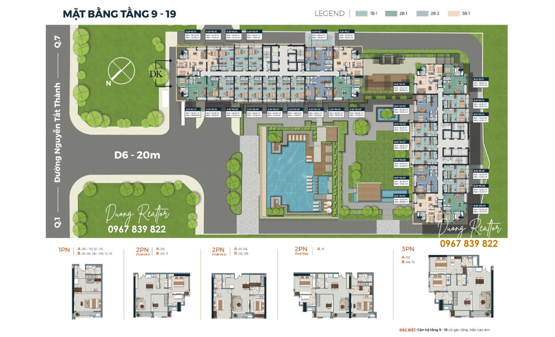 Mặt bằng tầng 9-19 Lancaster Lincoln Quận 4