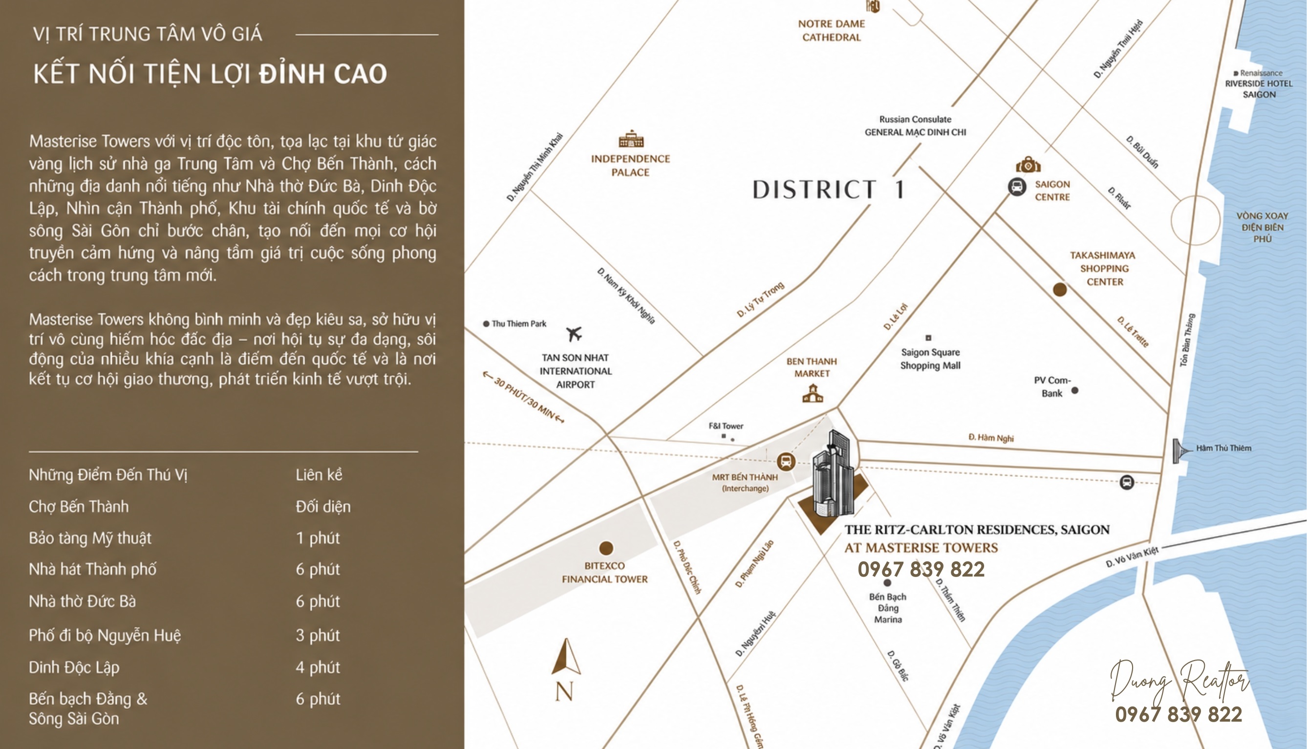 Vị trí Kim Cương Masterise Towers chợ Bến Thành