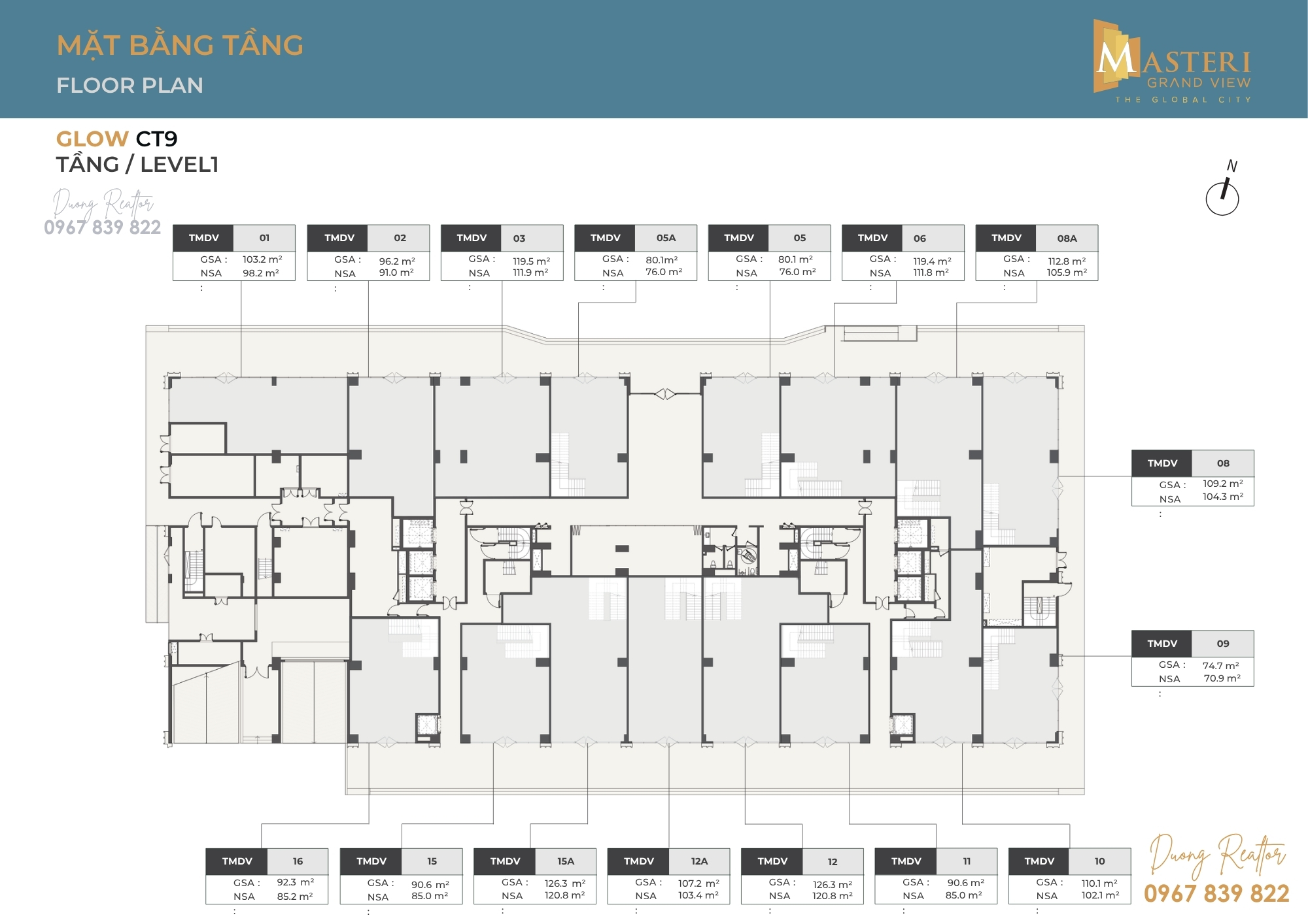 Mặt bằng Shophouse Glow CT9 Tầng 1