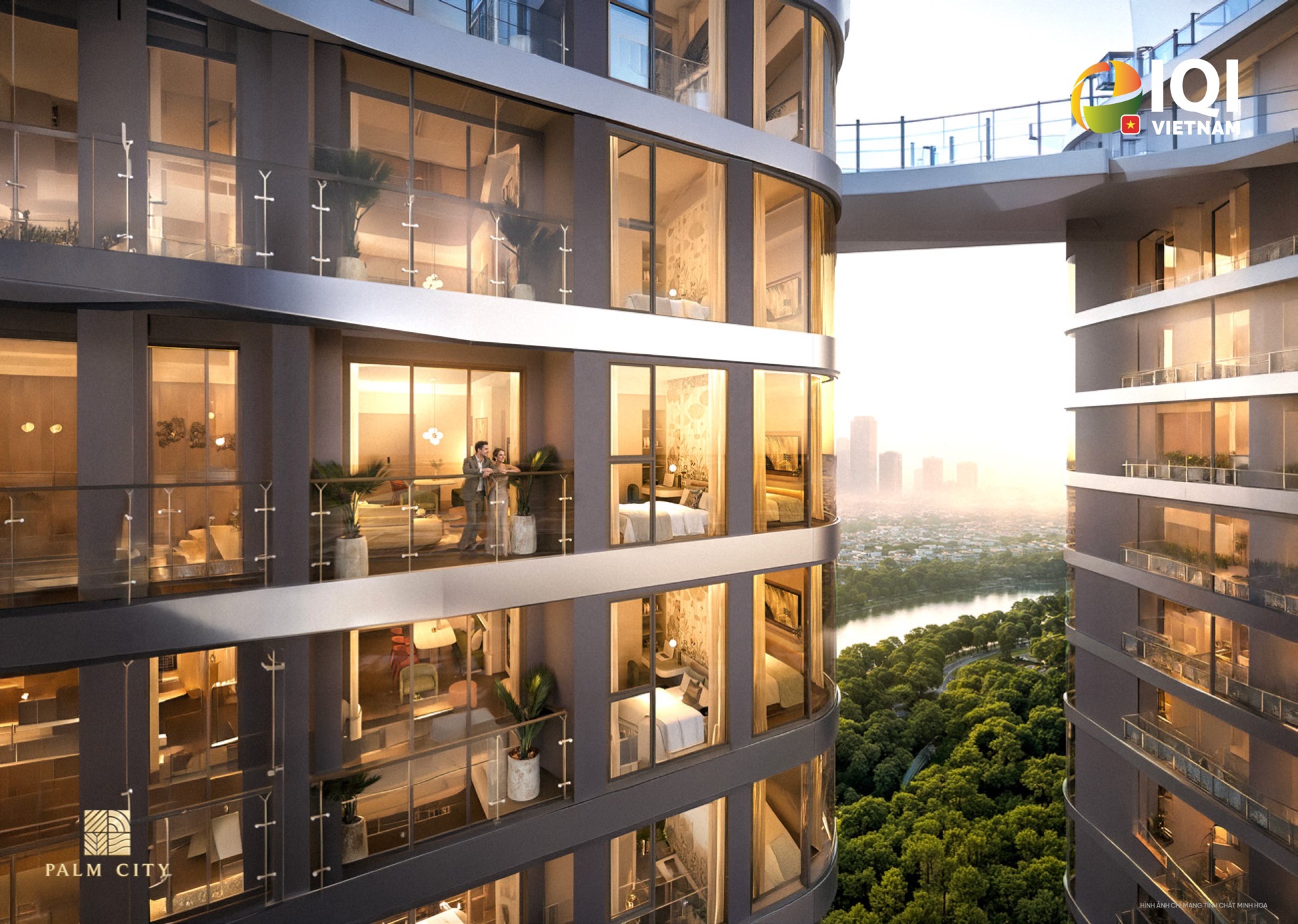 Sky Bridge ở tầng 20 đi thông giữa 4 tòa Palm River