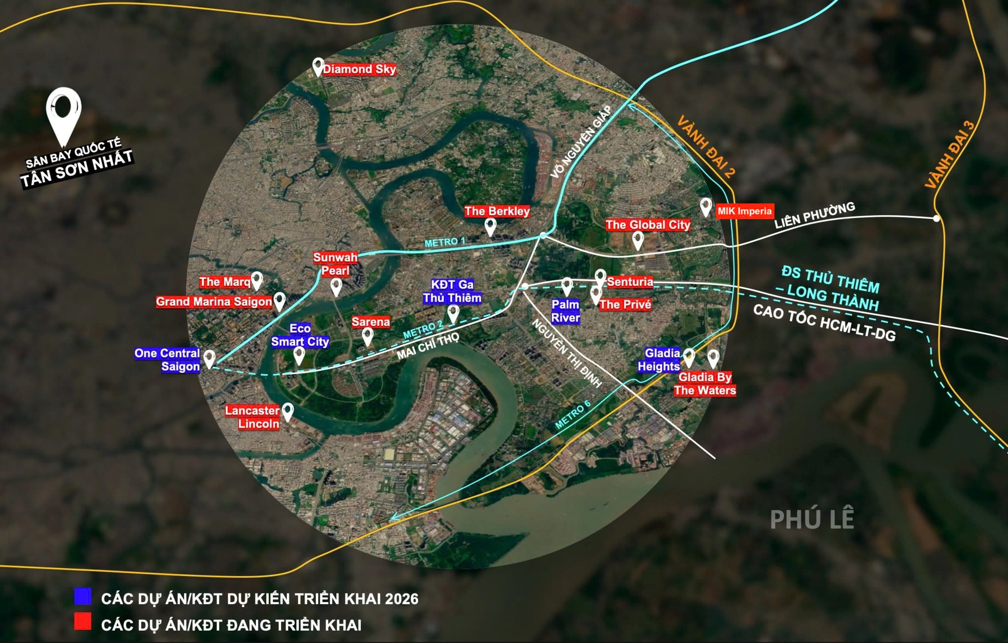Các dự án triển khai năm 2026 phần lớn tập trung quanh khu vực Rạch Chiếc