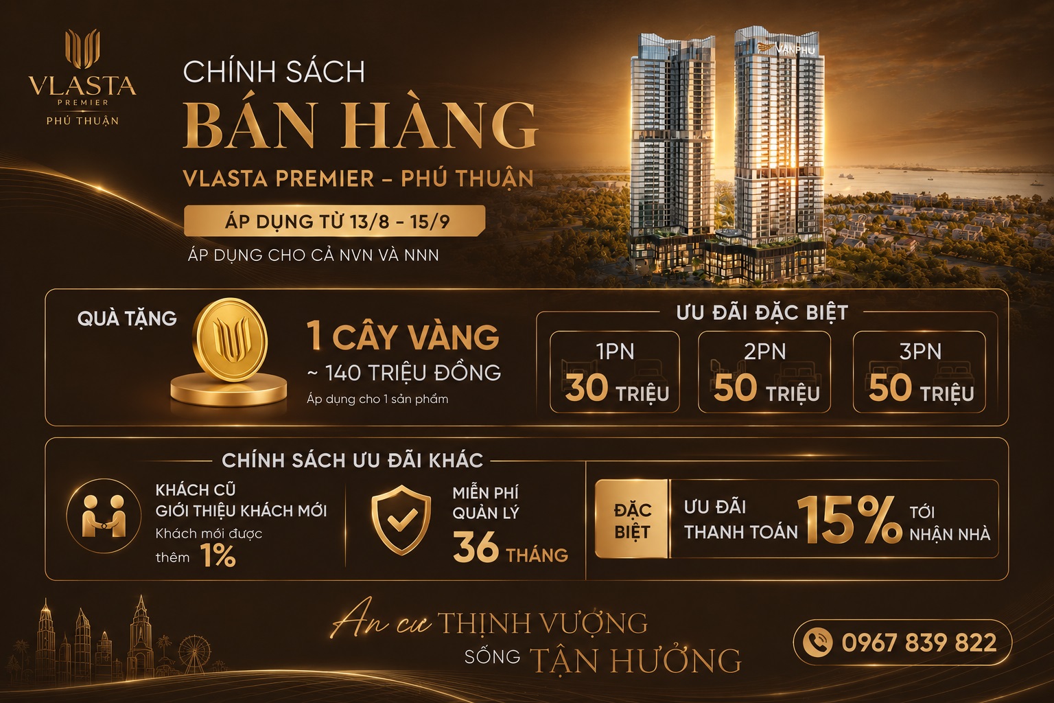 Chính sách bán hàng Vlasta Premier Phú Thuận tháng 8
