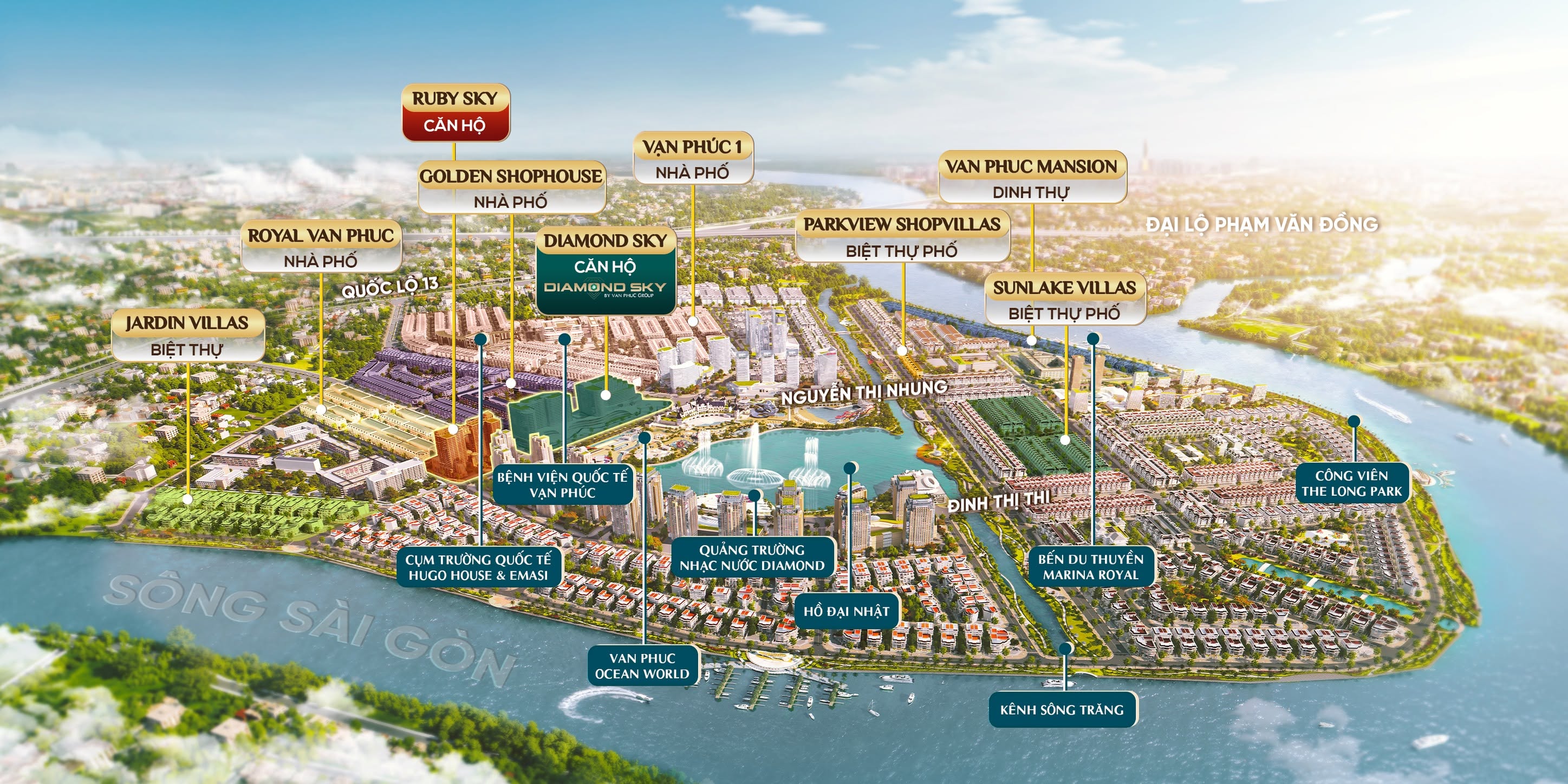 Khu đô thị Vạn Phúc City là 1 trong 3 bán đảo bên Sông Sài Gòn với hệ tiện ích ALL IN ONE