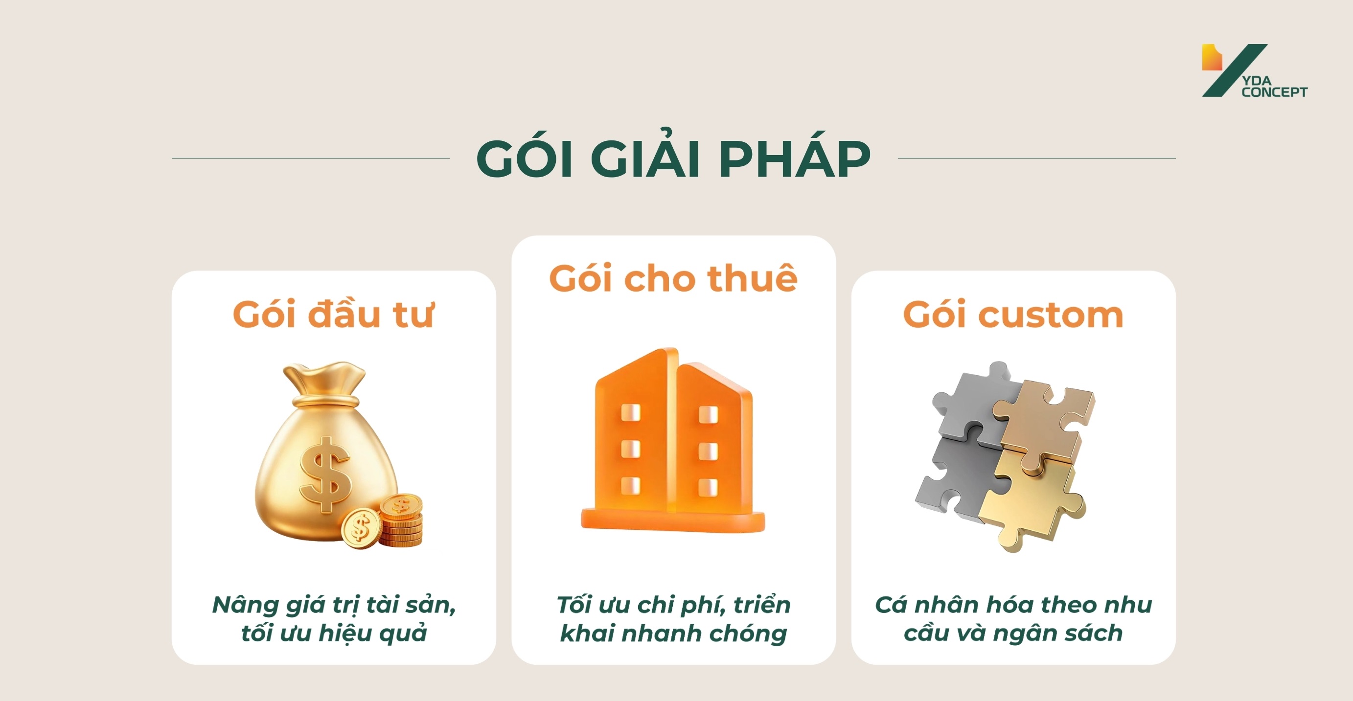 YDA CONCEPT cung cấp 3 gói giải pháp