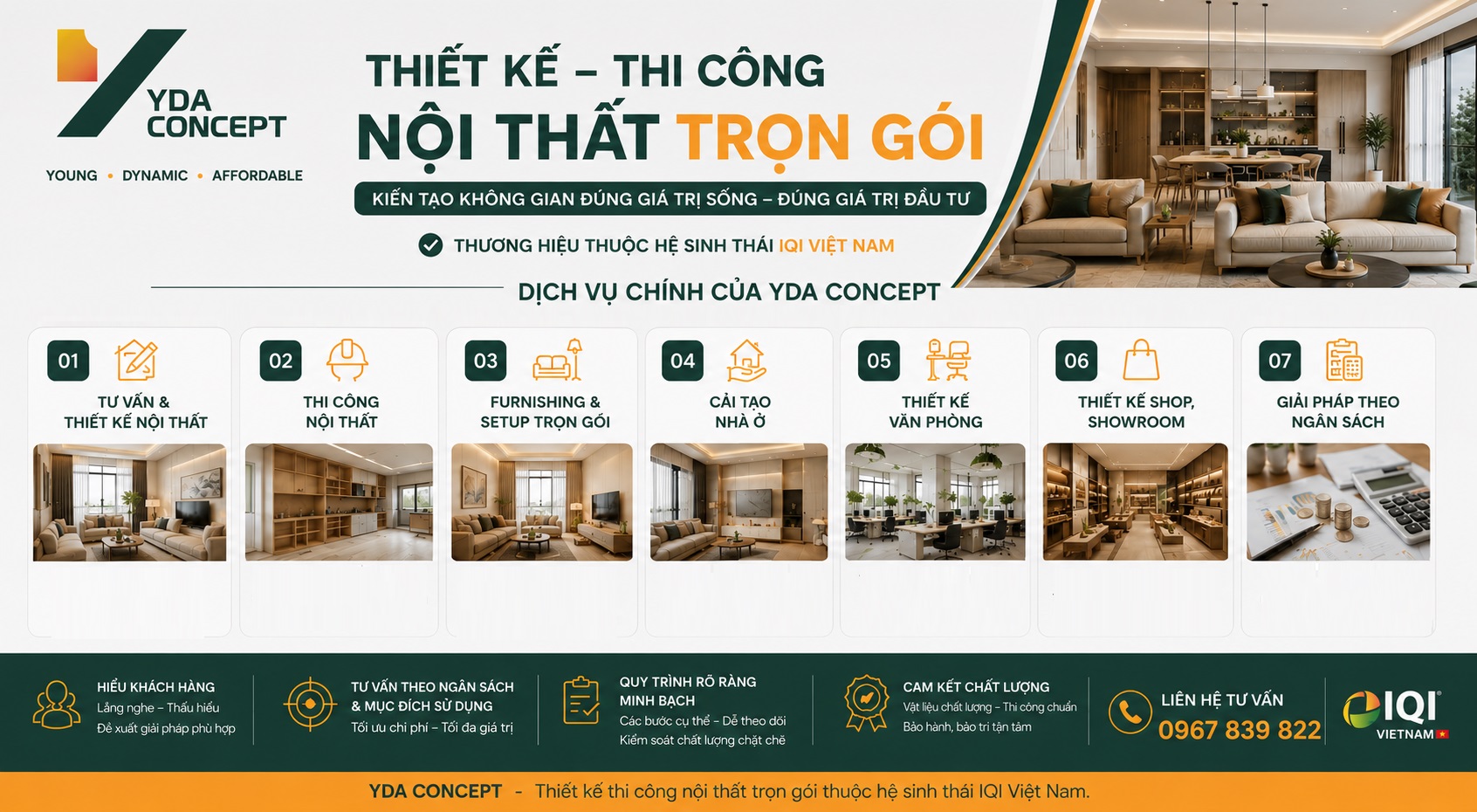 Yda Concept - Thiết kế thi công nội thất trọn gói của IQI Việt Nam