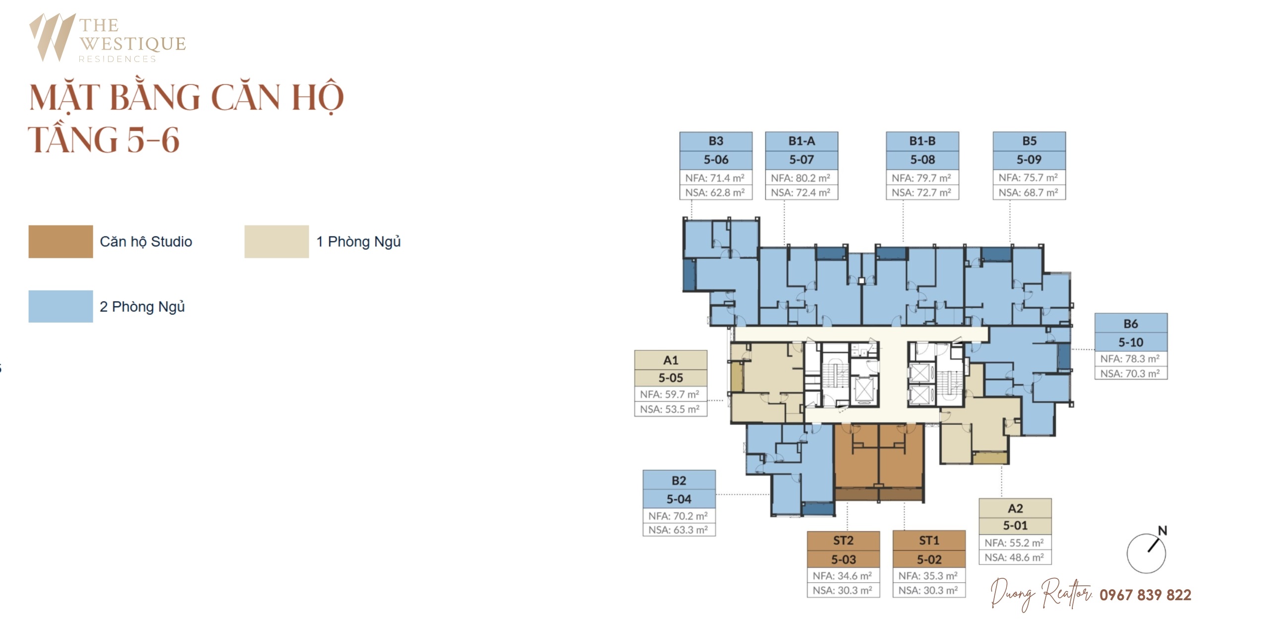Mặt bằng tầng 5-6 The Westique Residences