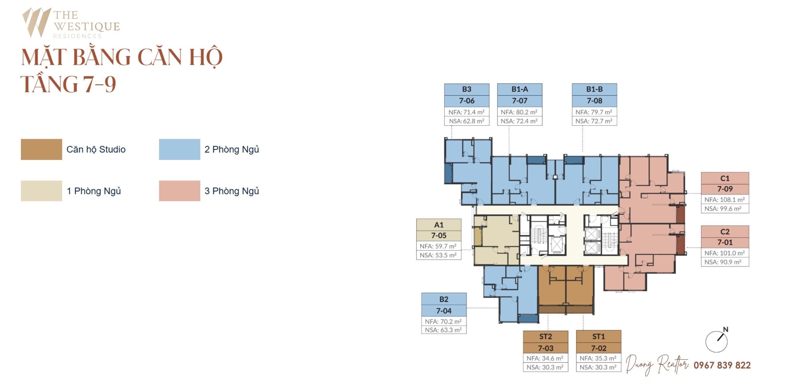 Mặt bằng tầng 7-9 The Westique Residences 