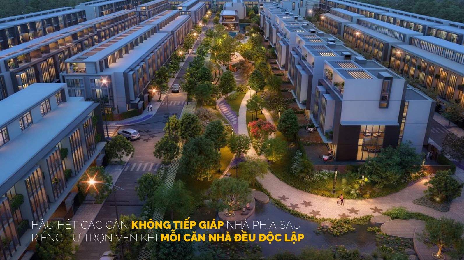 Rieng tư trọn vẹn khi hầu hết các dẫy nhà thiết kế không đối lưng