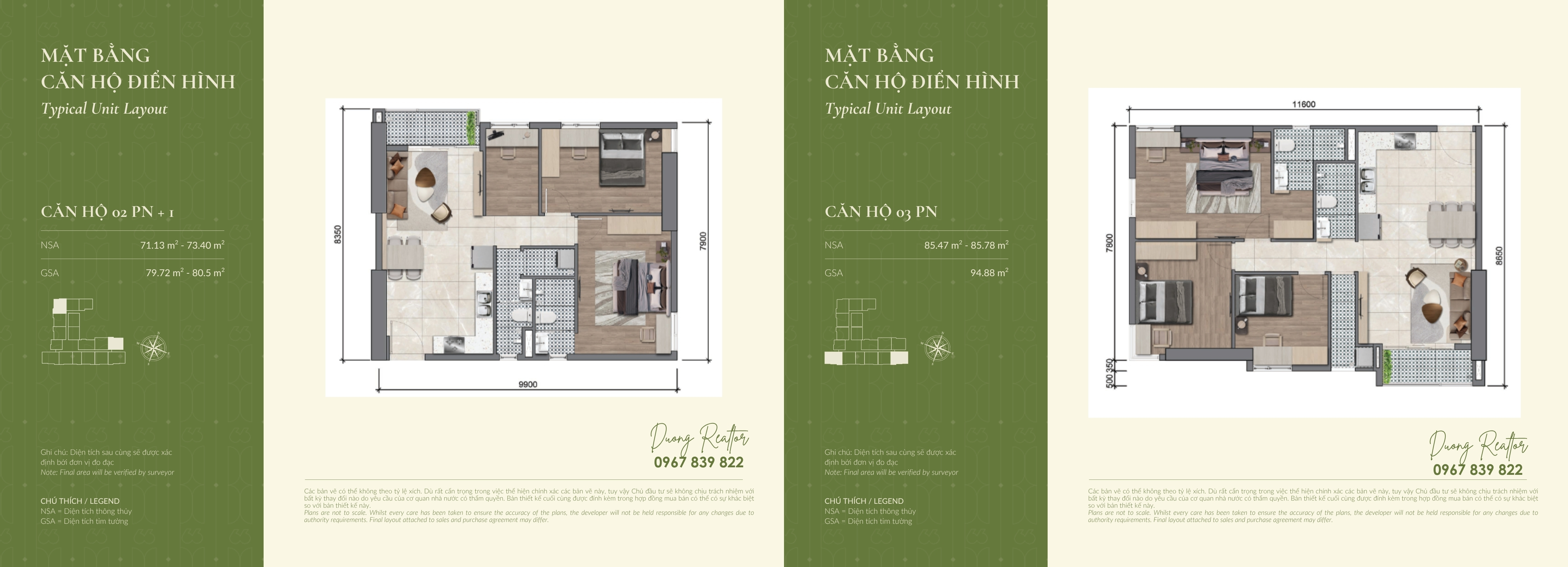 Thiết kế căn 2 phòng ngủ+ 3 phòng ngủ Legacy66
