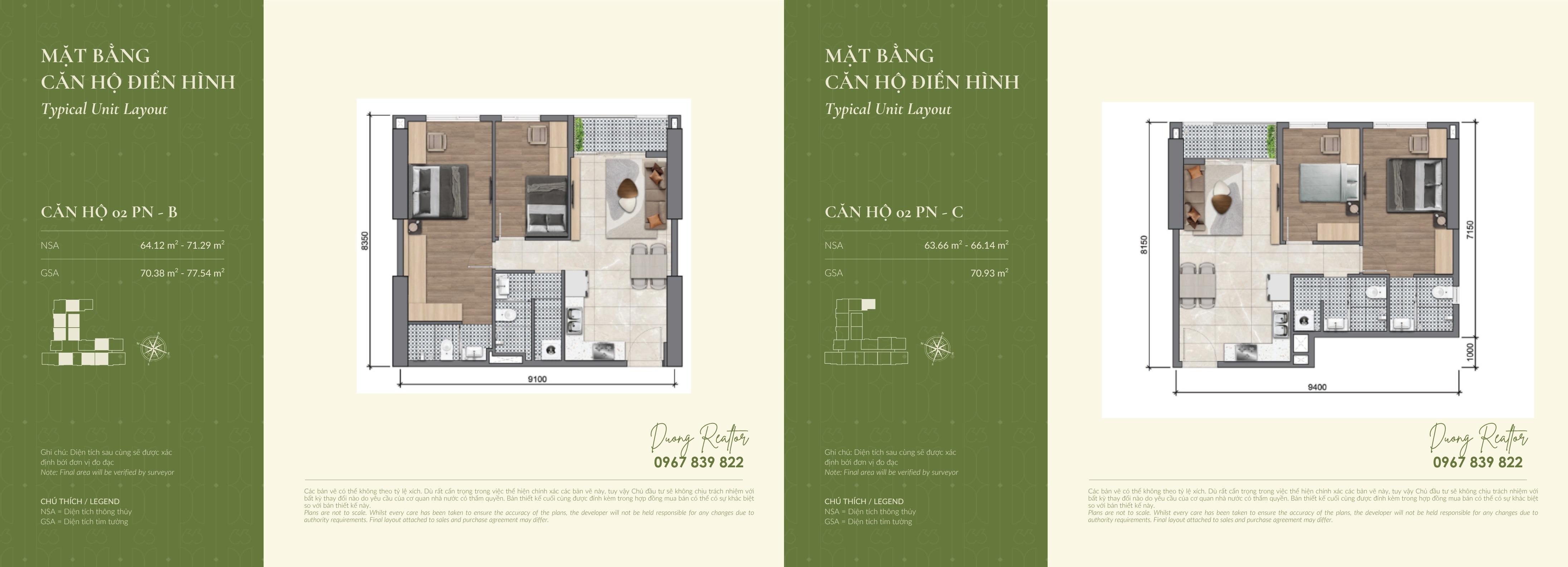 Thiết kế căn 2 phòng ngủ Legacy66