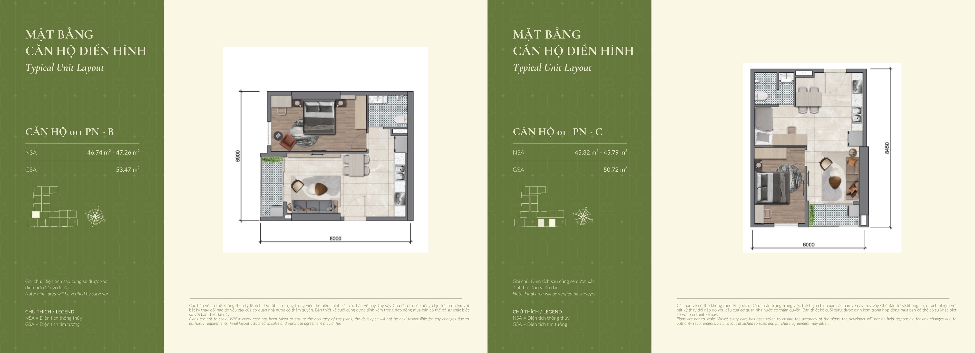 Thiết kế căn hộ 1 phòng ngủ Legacy 66