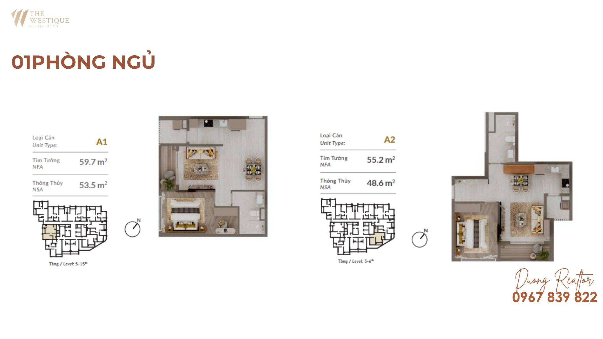 Thiết kế căn hộ 1 PN The Westique
