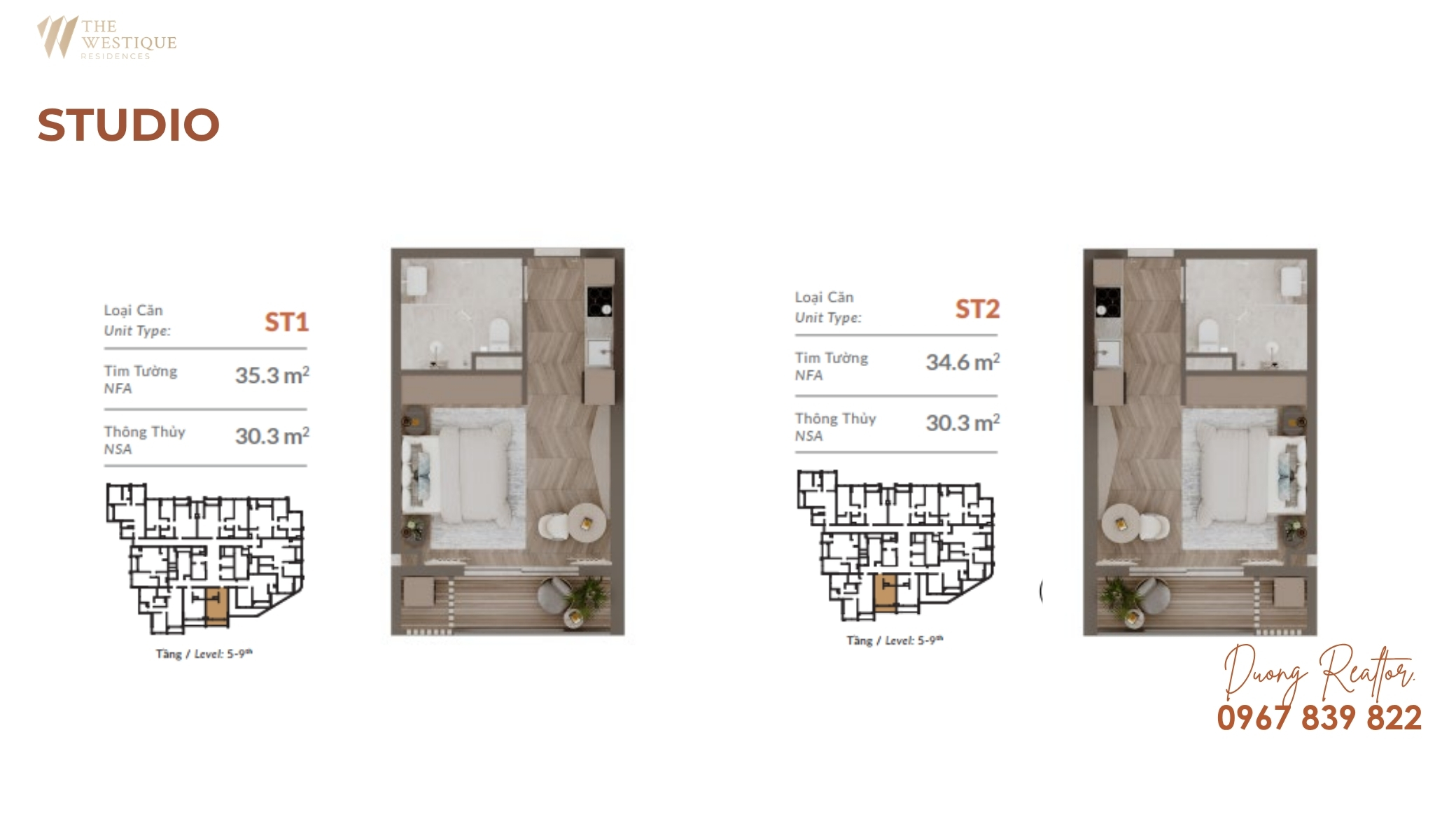 Thiết kế căn Studio 34m2